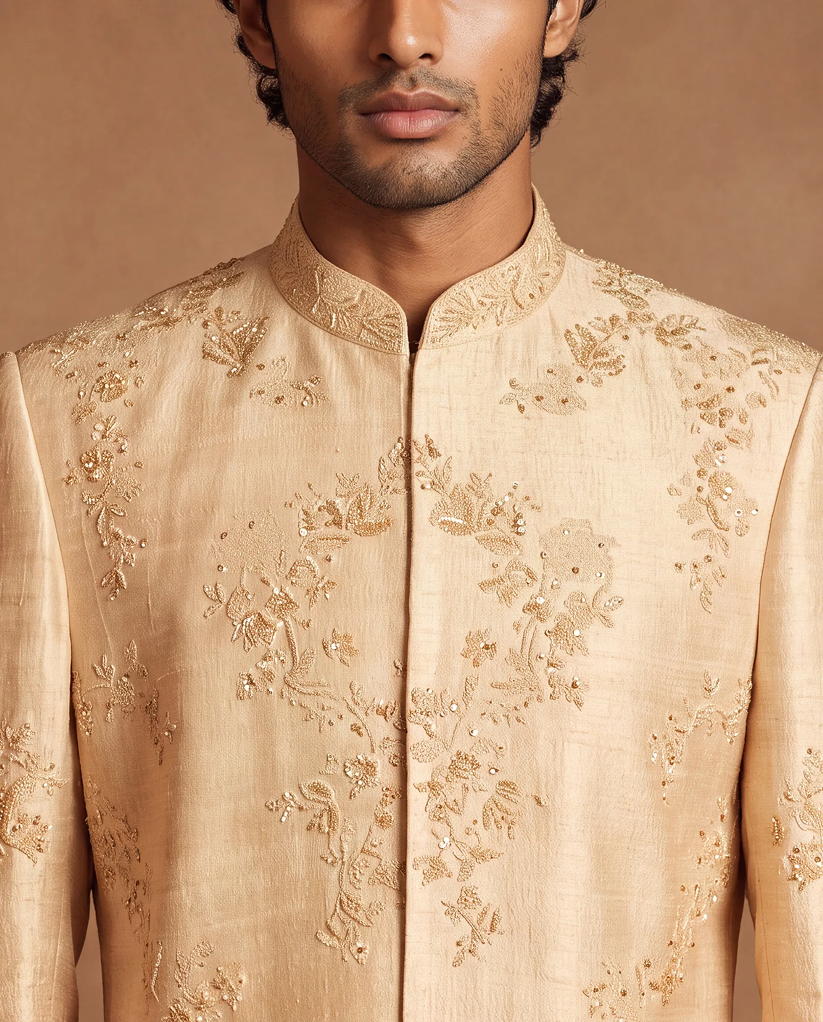 Belmoore Sherwani, Kurta & Pant Set by Dolly J in beige, view 2