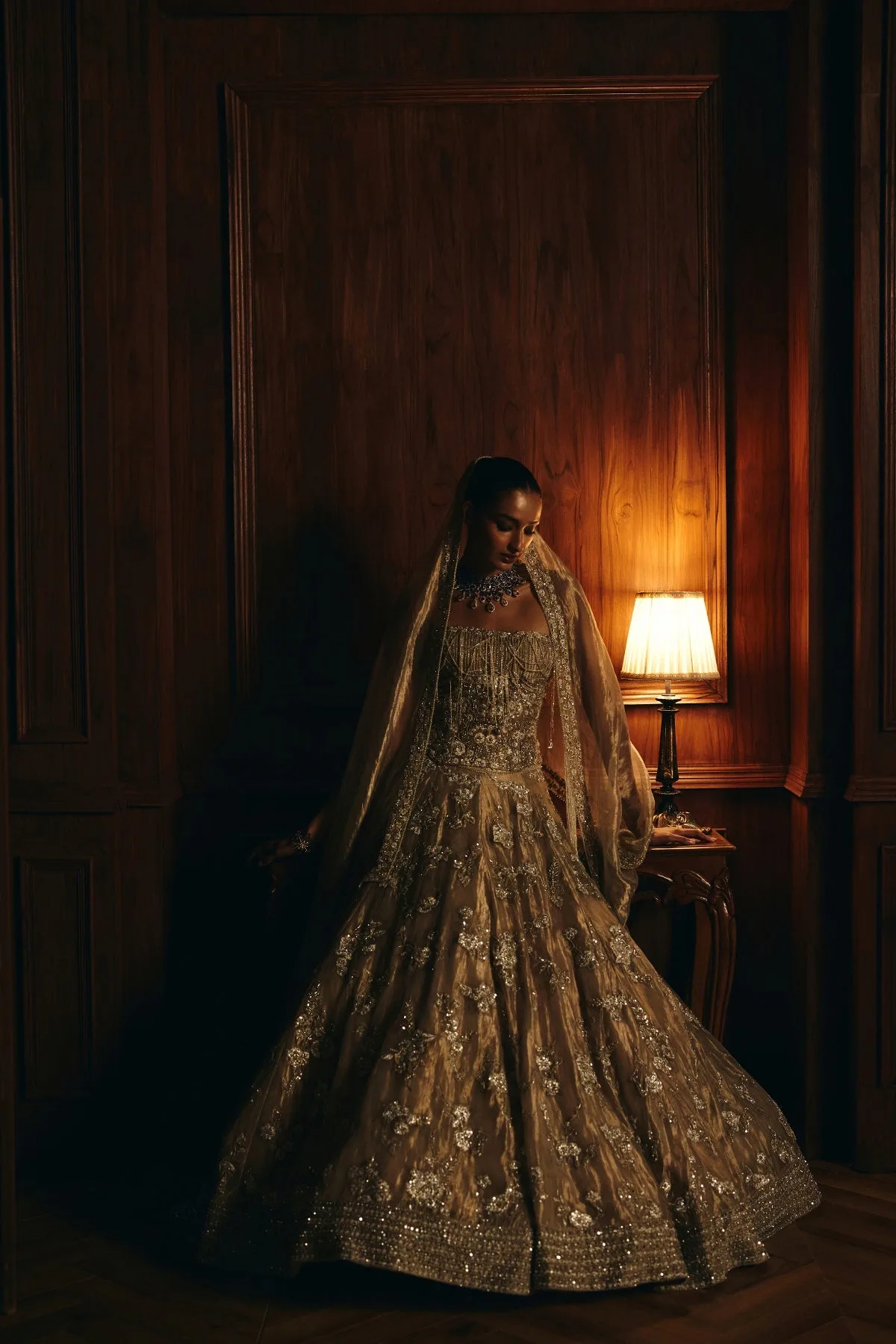 Samiya by Mahima Mahajan, silver lehenga, view 4