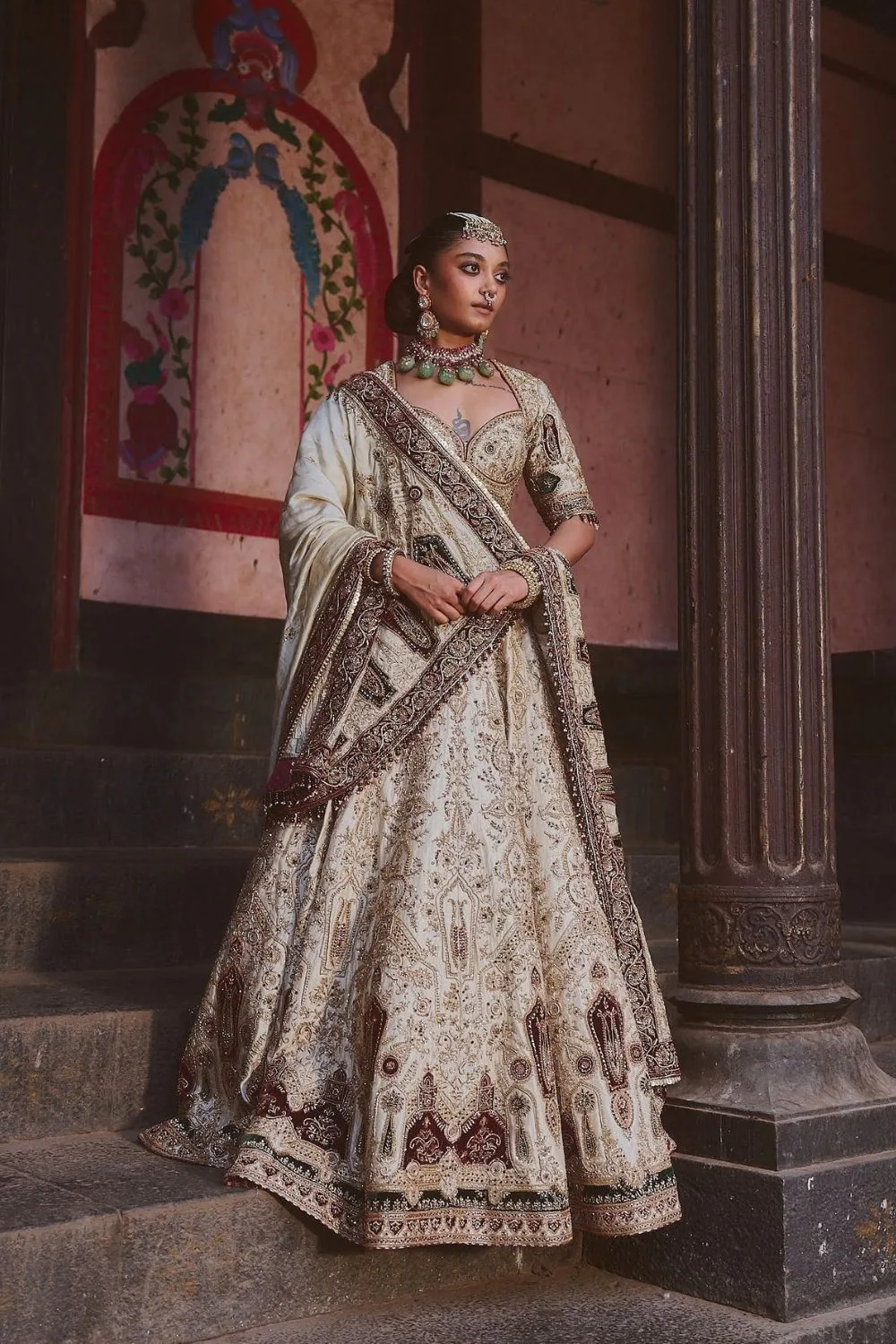 Vandana Lehenga Set by Jigar Mali in beige