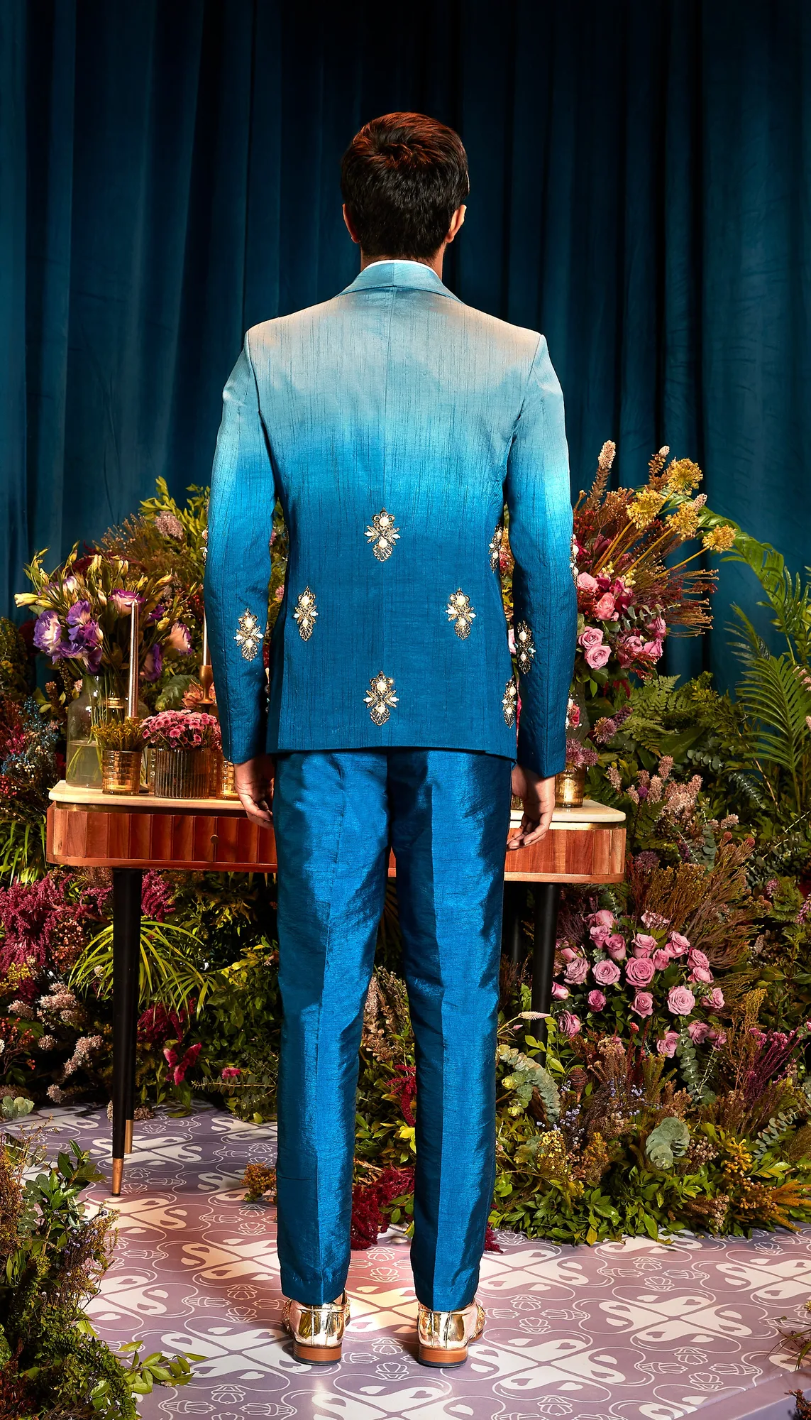 Orion - Blue Ombre Blazer Set by Papa Don't Preach, blue jacket, view 2