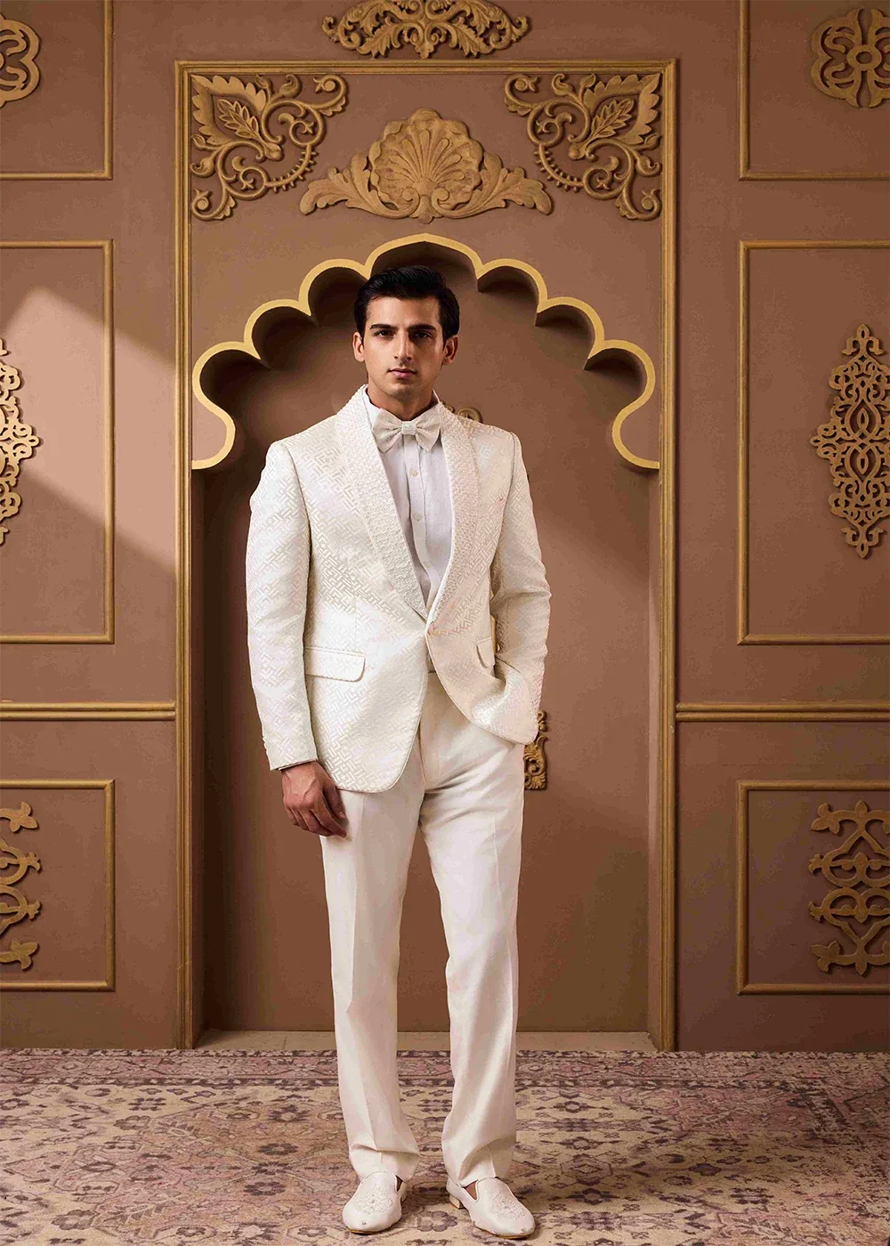Ivory Tuxedo Jacket and Pant by Nitika Gujral