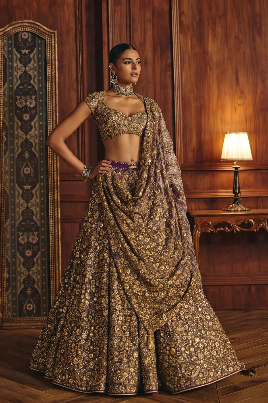 Shania by Mahima Mahajan, purple lehenga