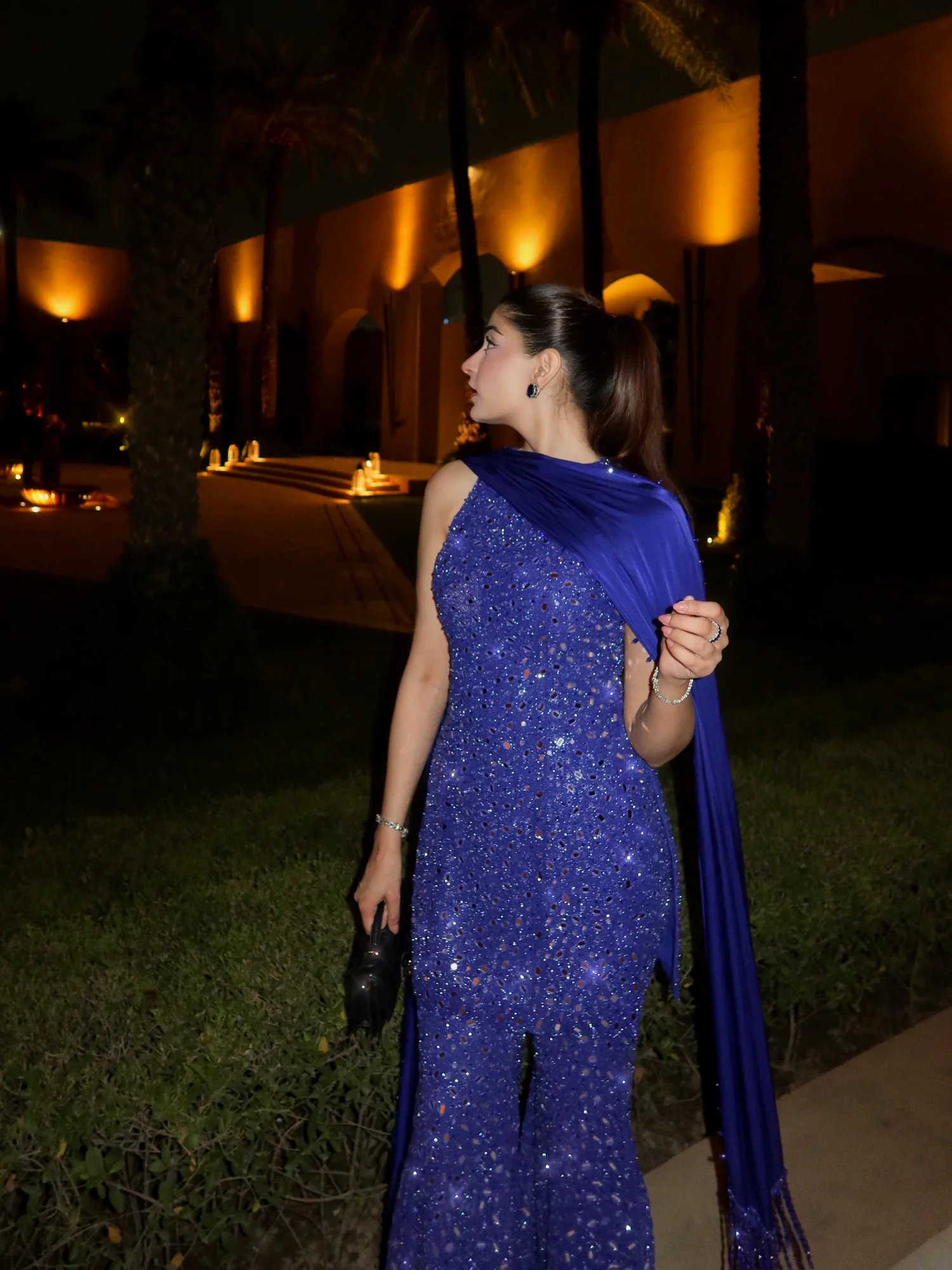 Ilisha in our Cocktail Blue sharara set by Vvani Vats, view 2