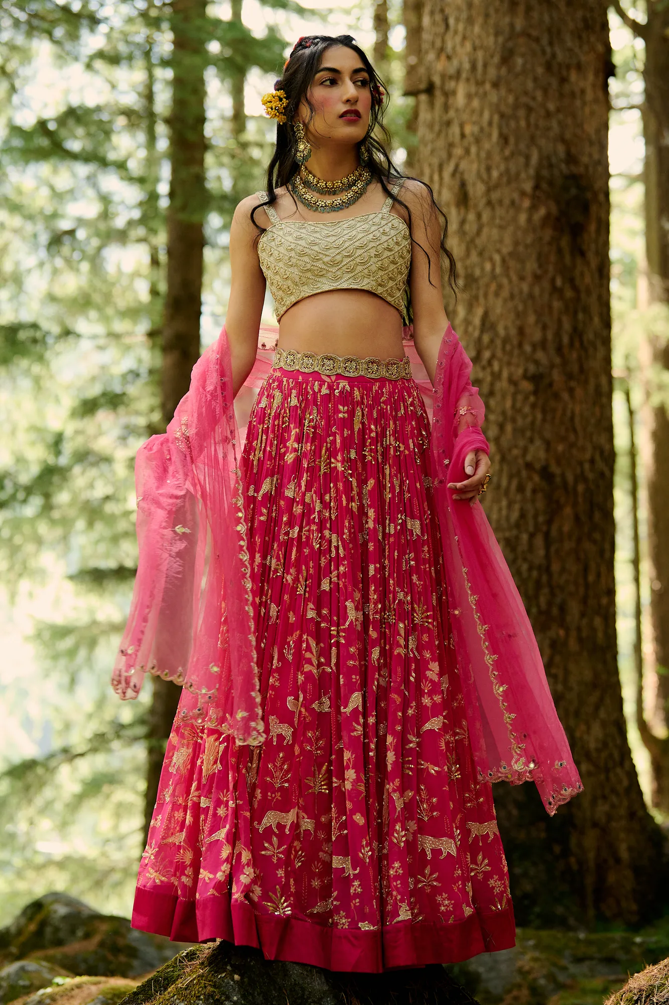 Lea Lehenga Set by Paulmi And Harsh in pink