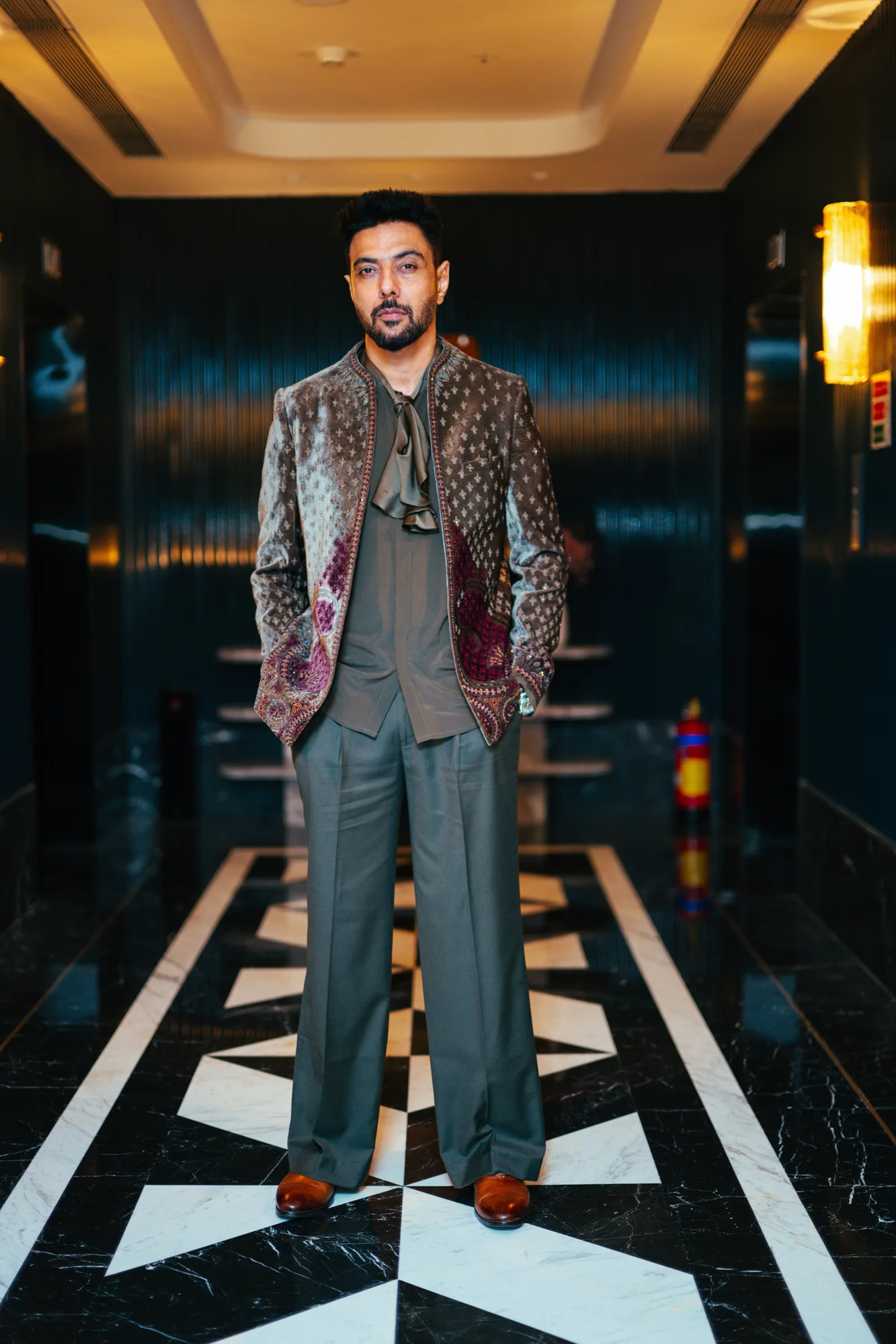 Ranveer Brar in Loden Jacket Set by Dolly J in green