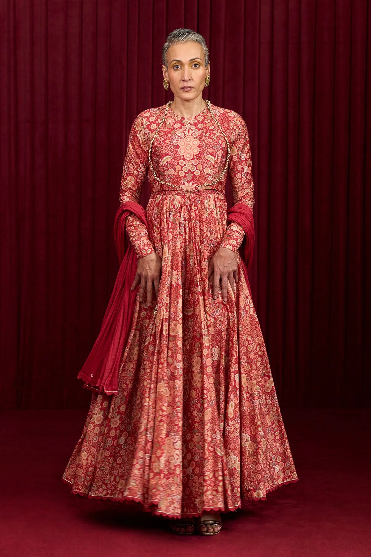Hymn Anarkali Set by Ridhi Mehra in red