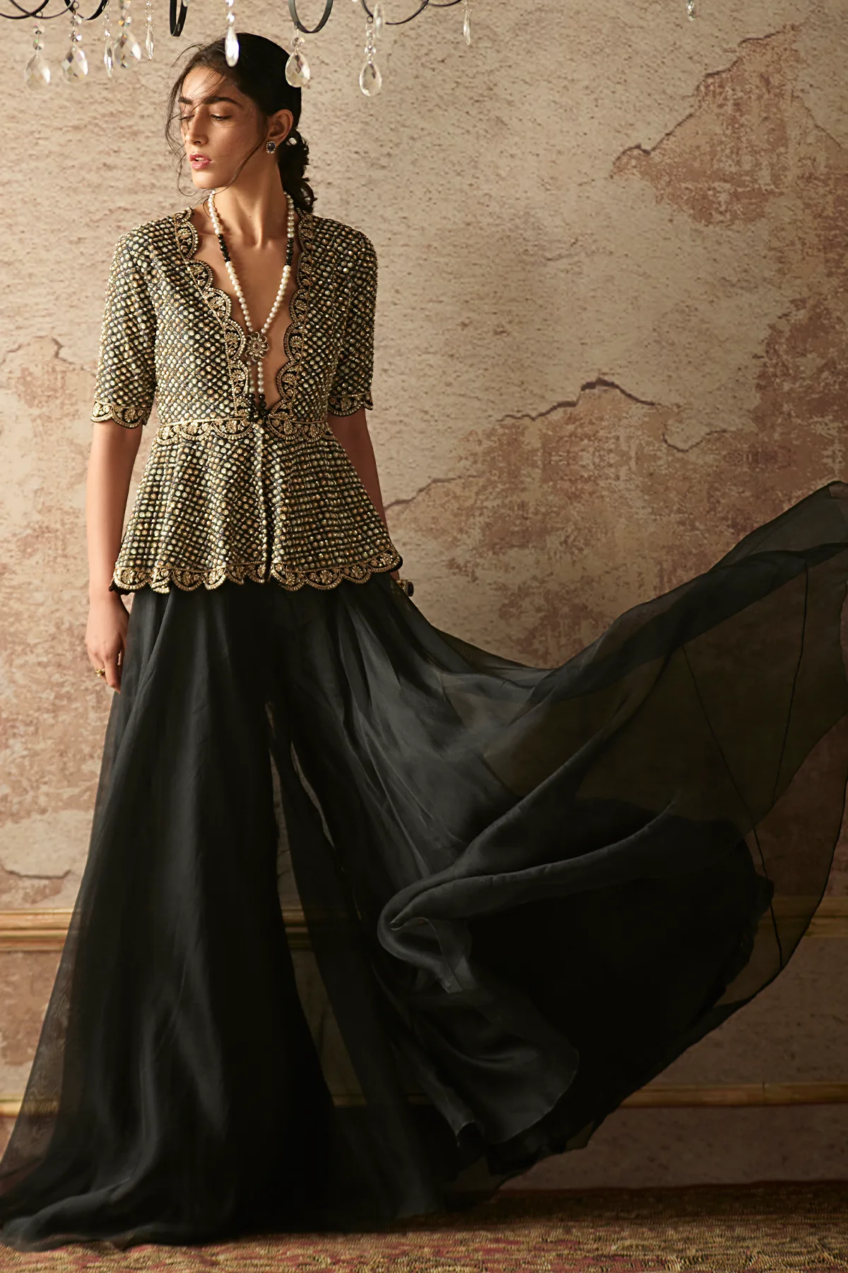 Maleeha by Ridhi Mehra, black lehenga