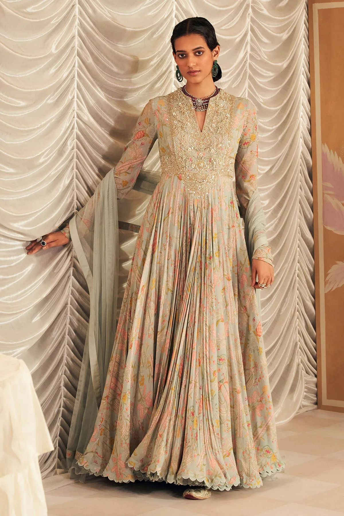 Fankaar Anarkali set by Ridhi Mehra in powder blue