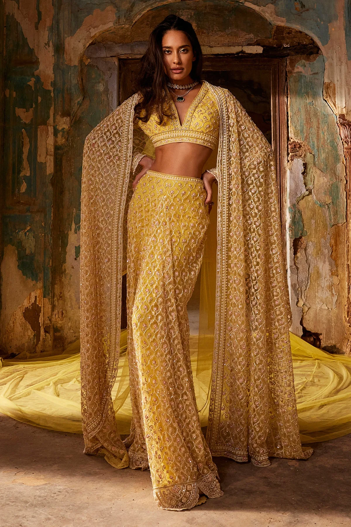 Amal by Ridhi Mehra, yellow sari