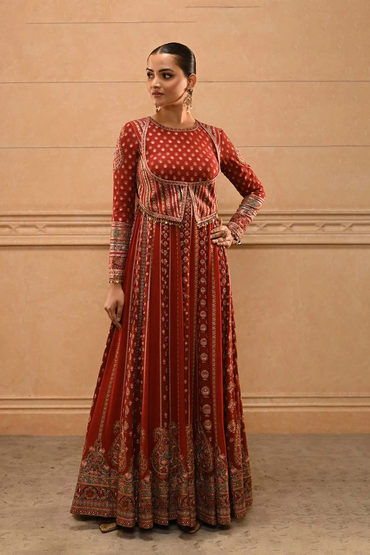 Kashida Flared Anarkali by Tarun Tahiliani