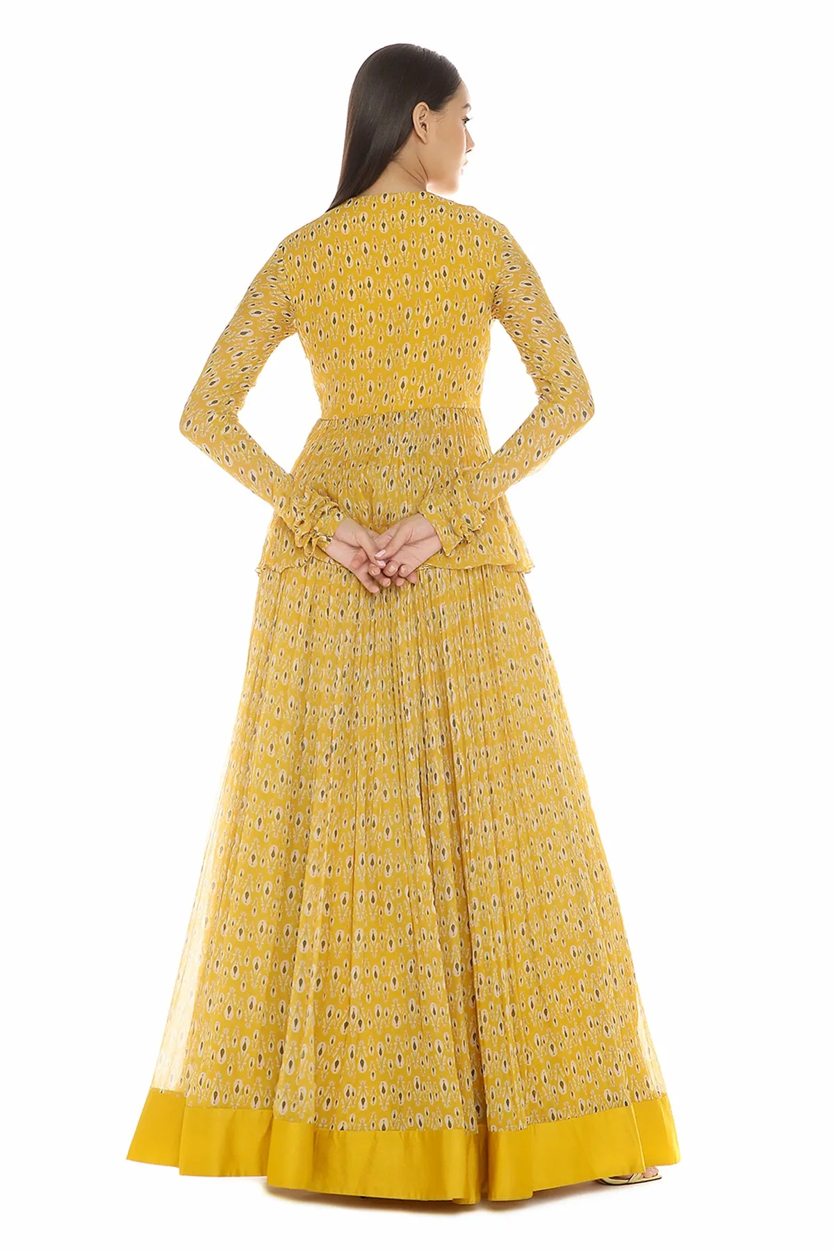 Ziba by Ridhi Mehra, yellow lehenga, view 4