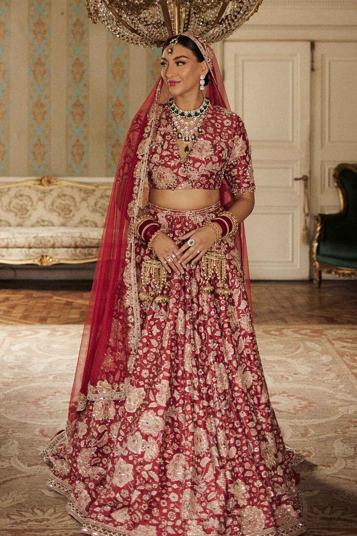 Harjess in Starlet Lehenga Set by Ridhi Mehra in red
