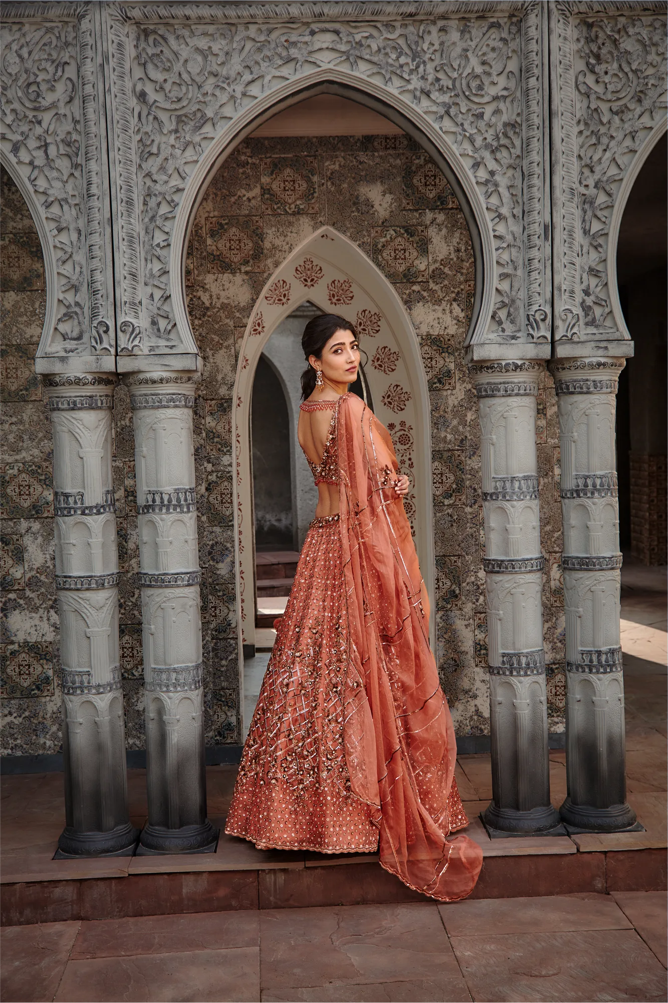 Copper Lehenga Choli Set by Nitika Gujral, view 3