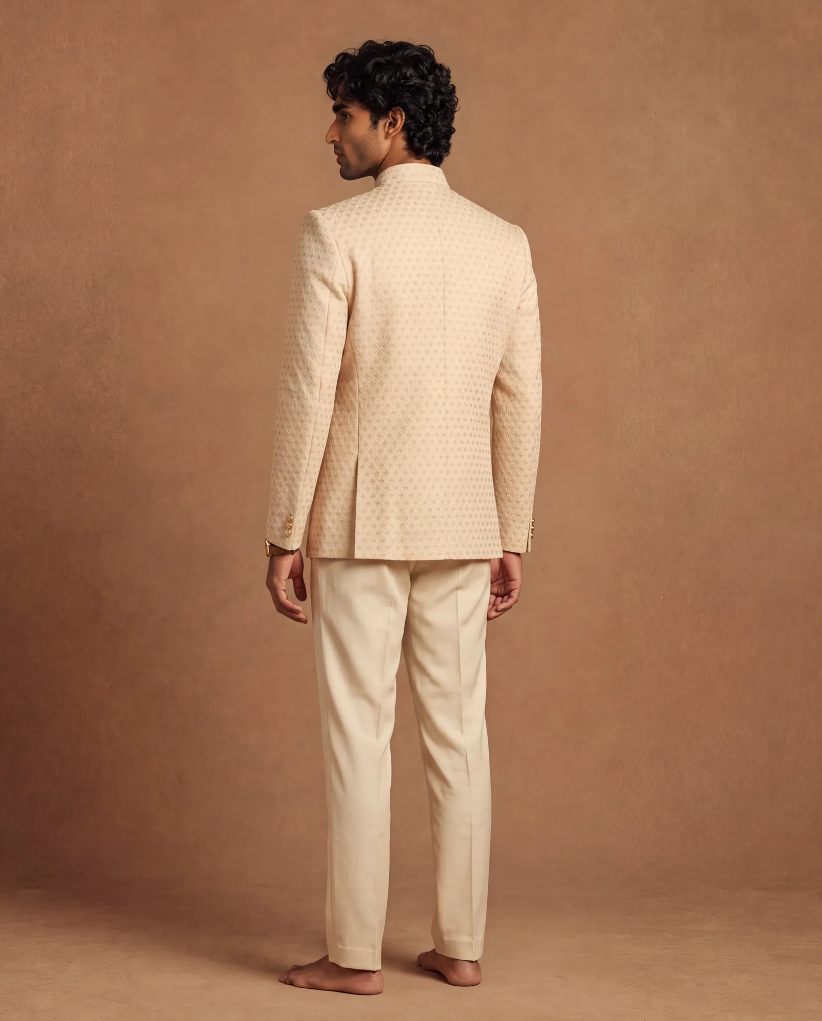 Avermont Bandhgala Set by Dolly J in ivory, view 3