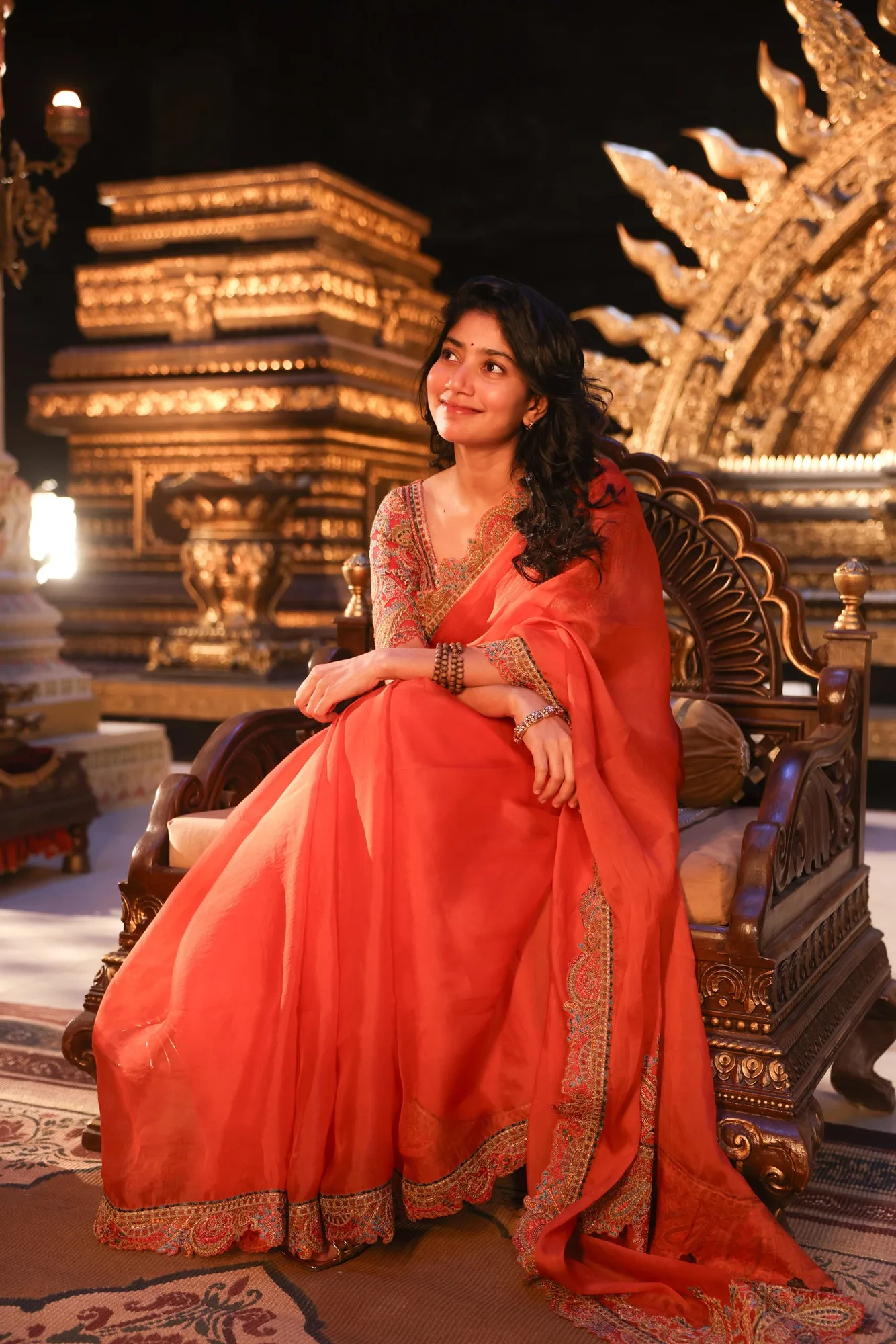 Sai Pallavi in Mridula Organza Saree by Dolly J in rust