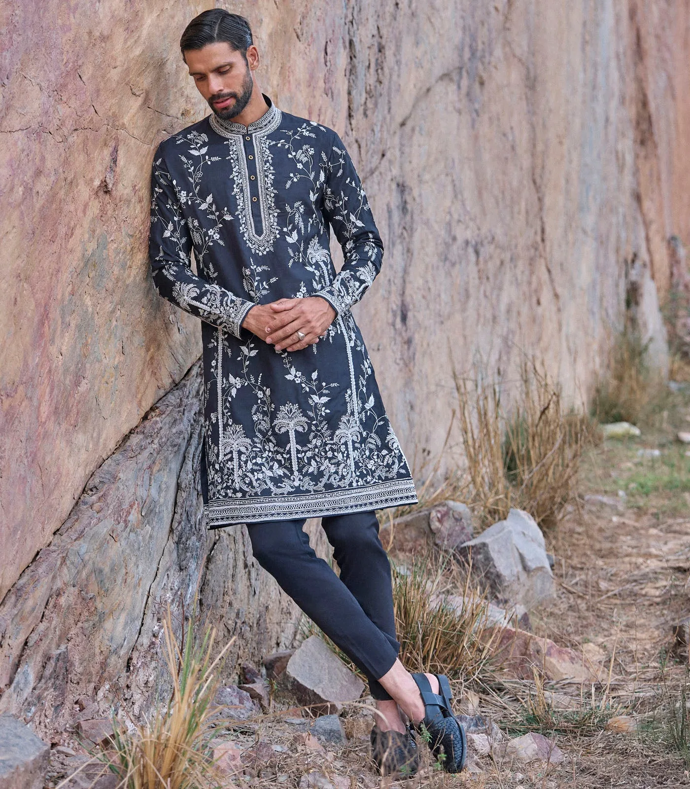 Long Palm Tree Kurta Set by Anushree Reddy
