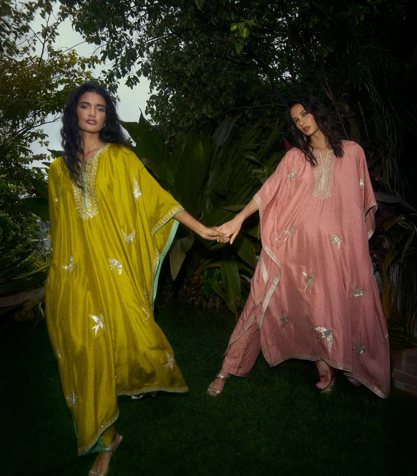 Bird Design Kaftan Set by Anushree Reddy