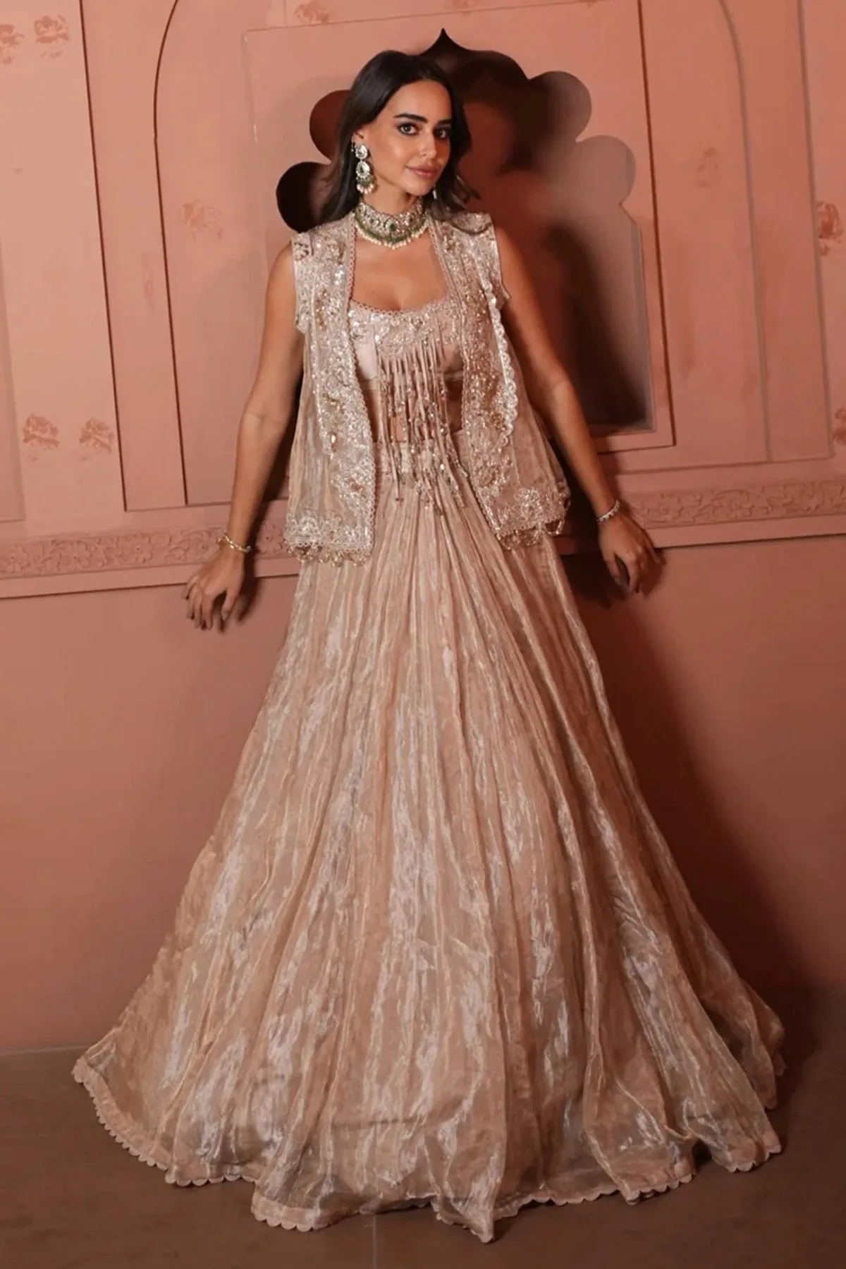 Arushi's Mehra in Sunehri Lehenga Set by Ridhi Mehra