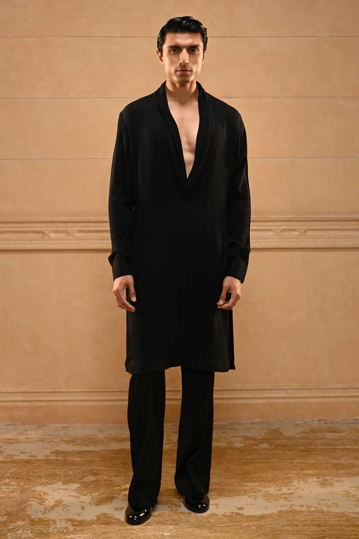 Draped Kurta waistcoat set by Tarun Tahiliani