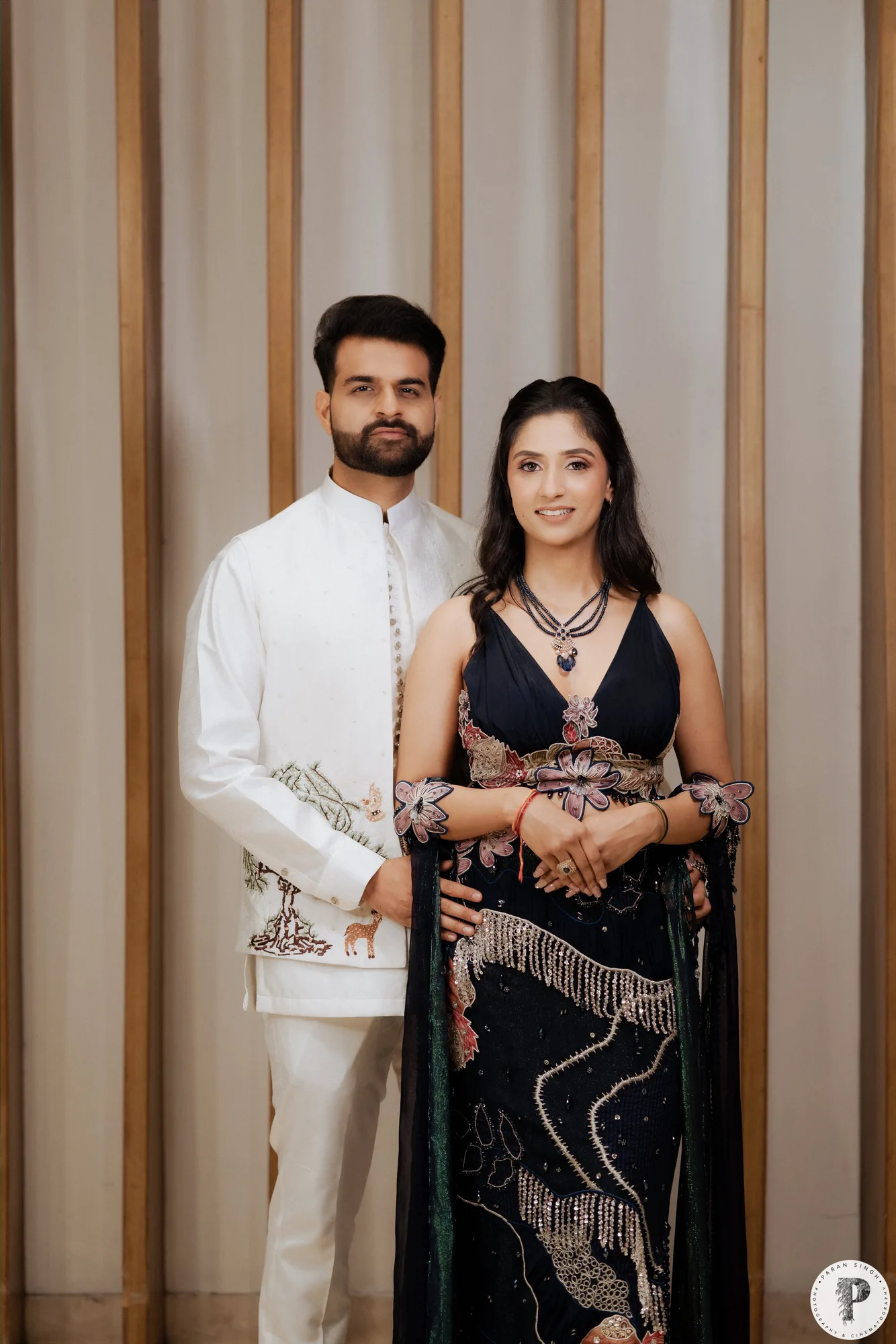 Tanu in Midnight blue mehbooba set by Rishi and Vibhuti, view 4