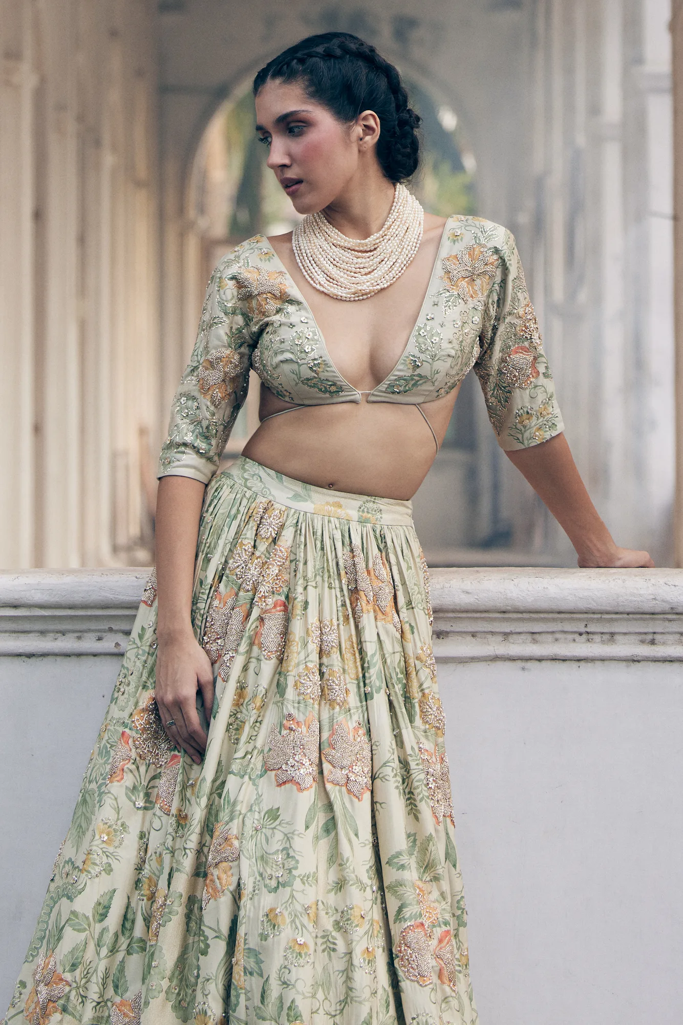 Nellie Lehenga Set by Paulmi And Harsh in yellow, view 2