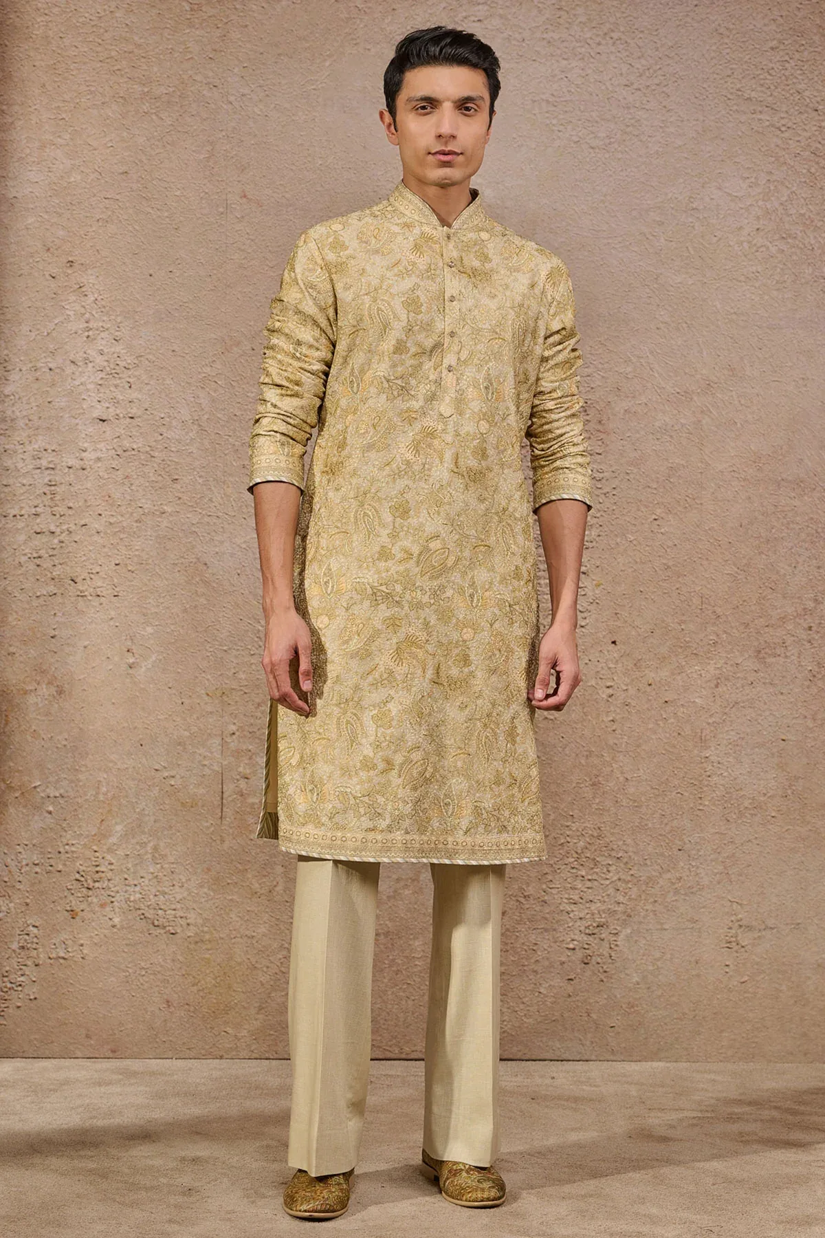 Languid Summer Textured Floral Kurta by Tarun Tahiliani