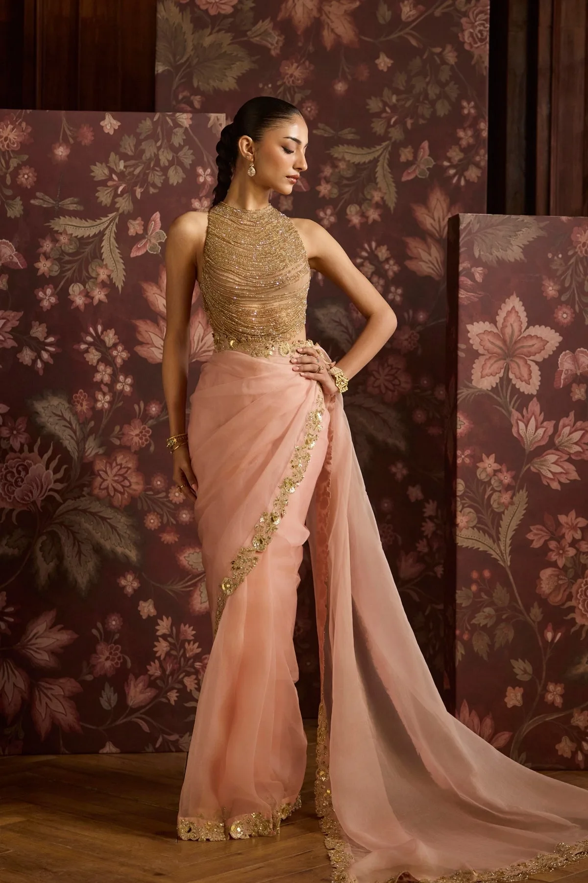 Habiba by Mahima Mahajan, blush sari