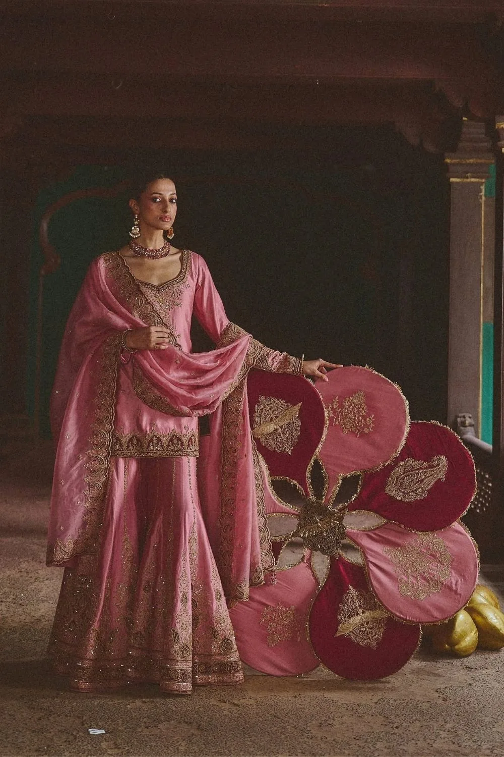 Nakshi Sharara Set by Jigar Mali in lilac, view 4