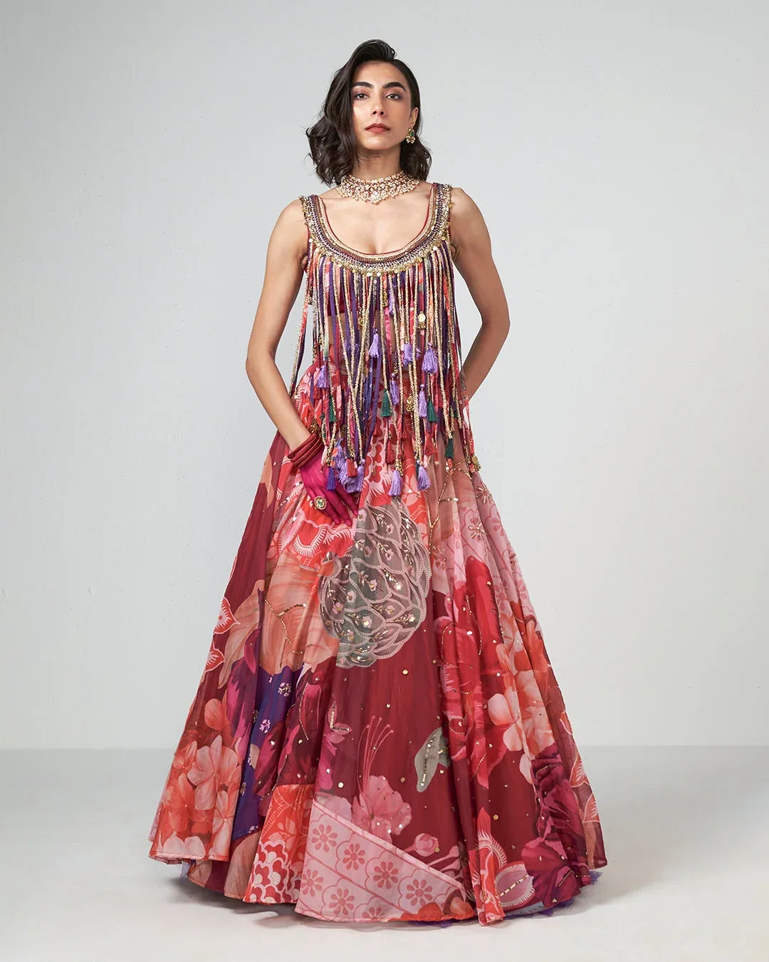 Cherry Charm Lehenga Set by Rishi and Vibhuti