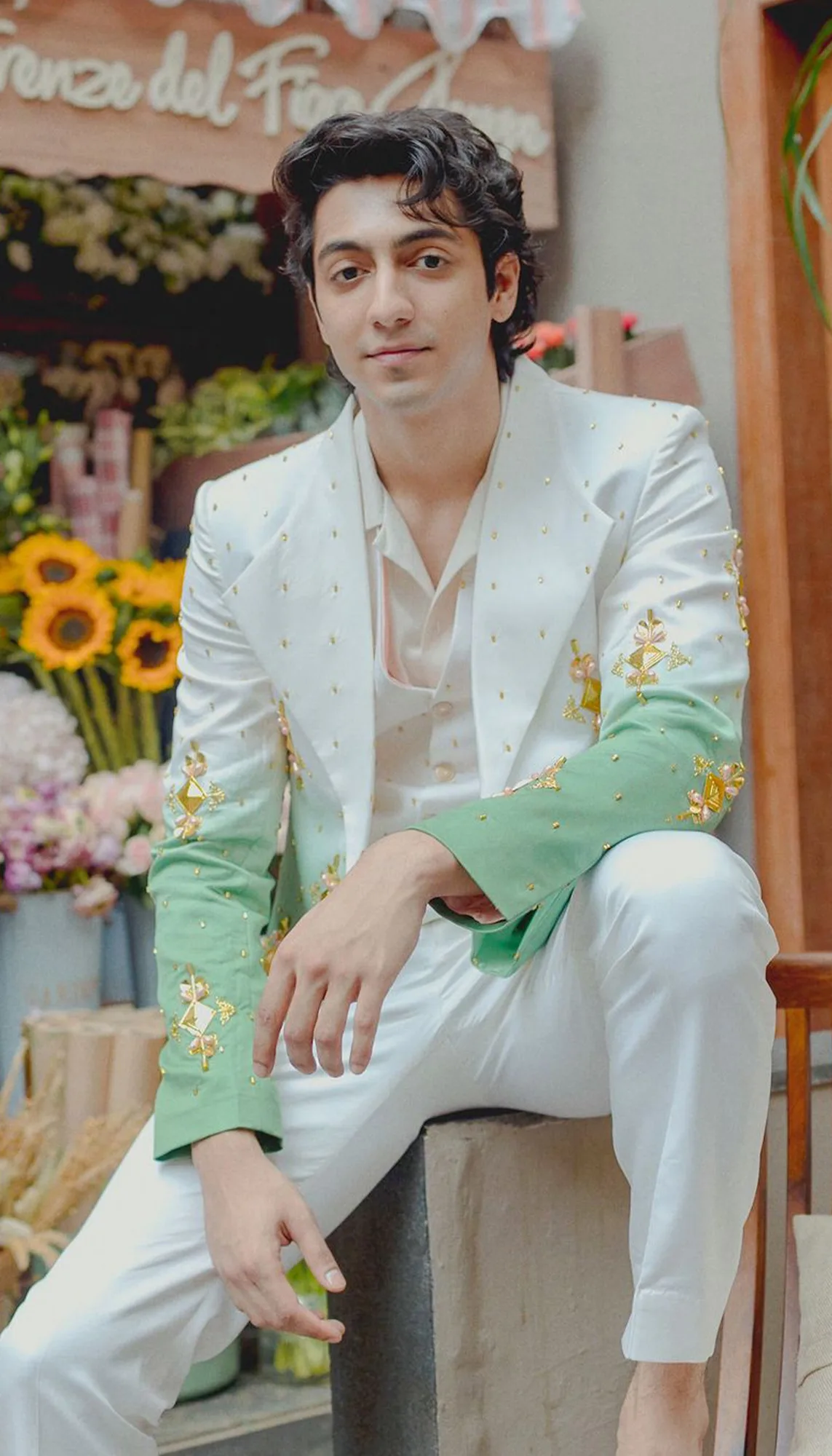 Ahaan Pandey - Green 4 Piece Suit Set by Papa Don't Preach, green jacket