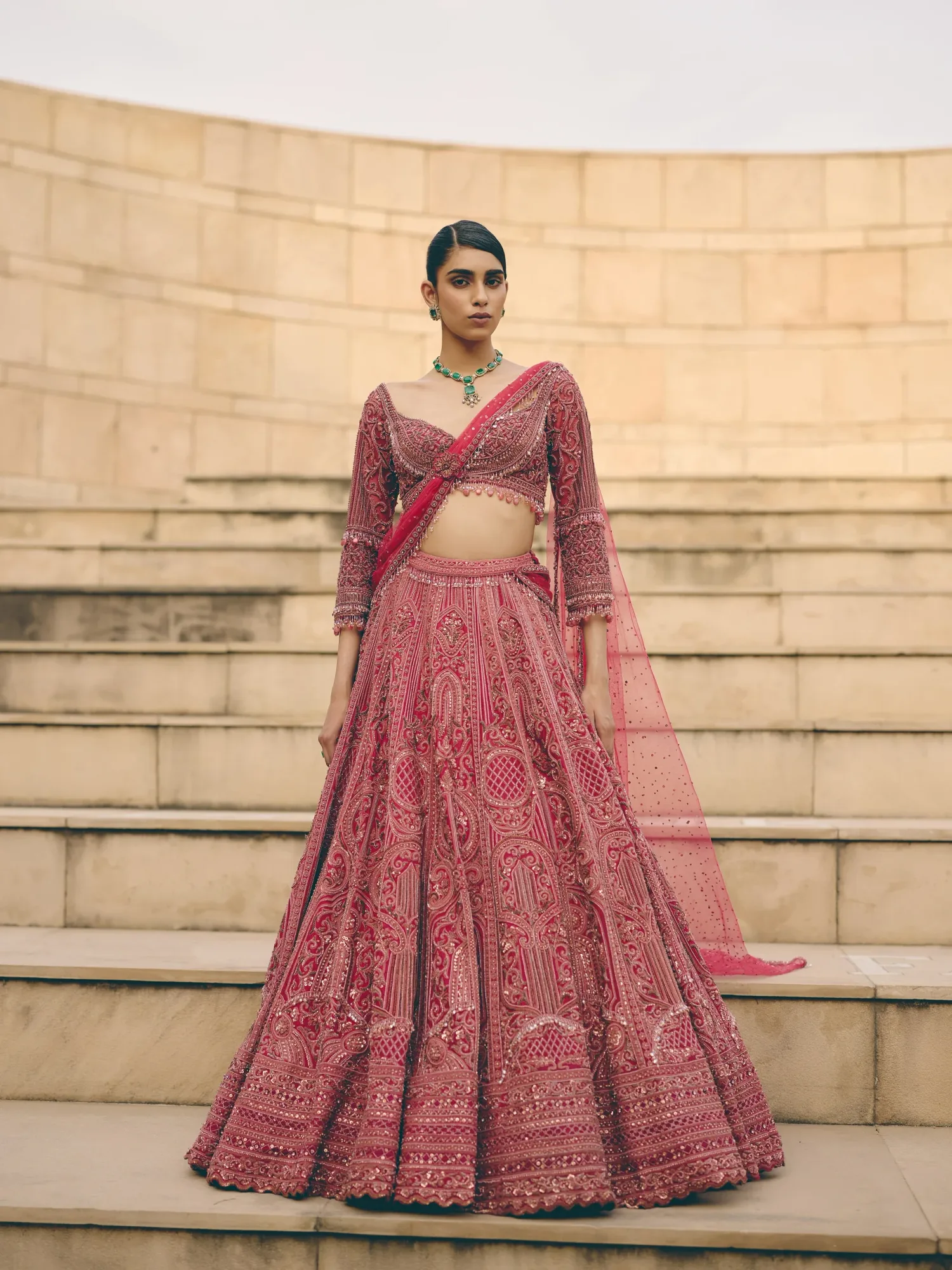 Mireille Pink Organza Lehenga by Payal Keyal