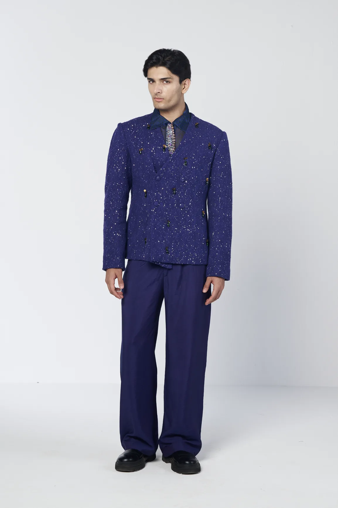 Rimjhim Double Breasted Coat Set by Rishi and Vibhuti, jacket
