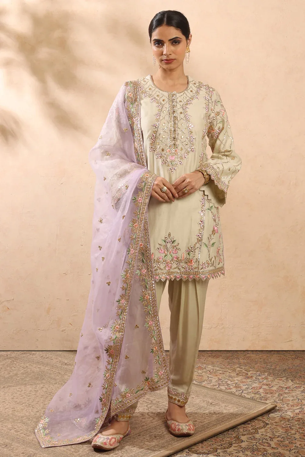 Mint & Lavender Kurta Salwar Set by Tamanna Punjabi Kapoor