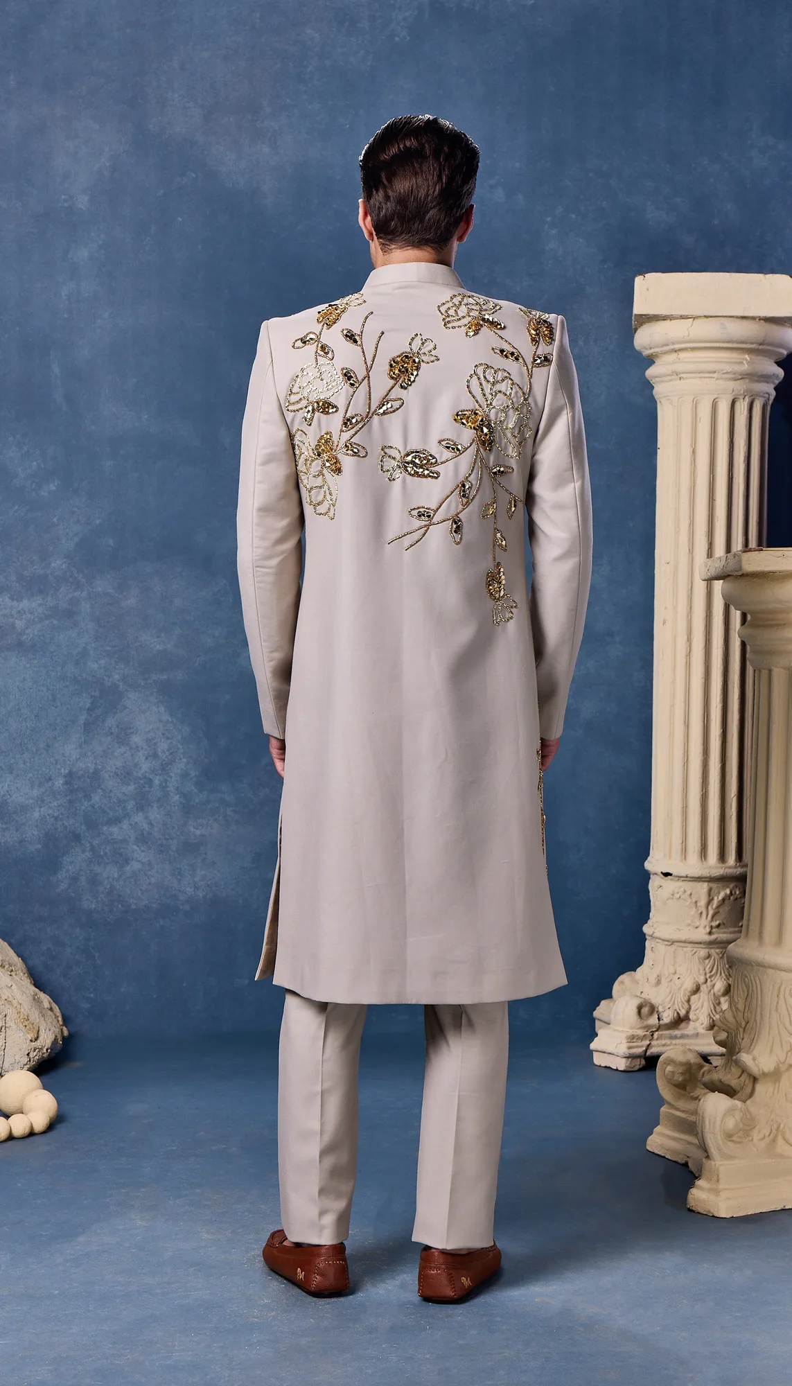 Royal Beige - Sherwani Set by Papa Don't Preach, view 3