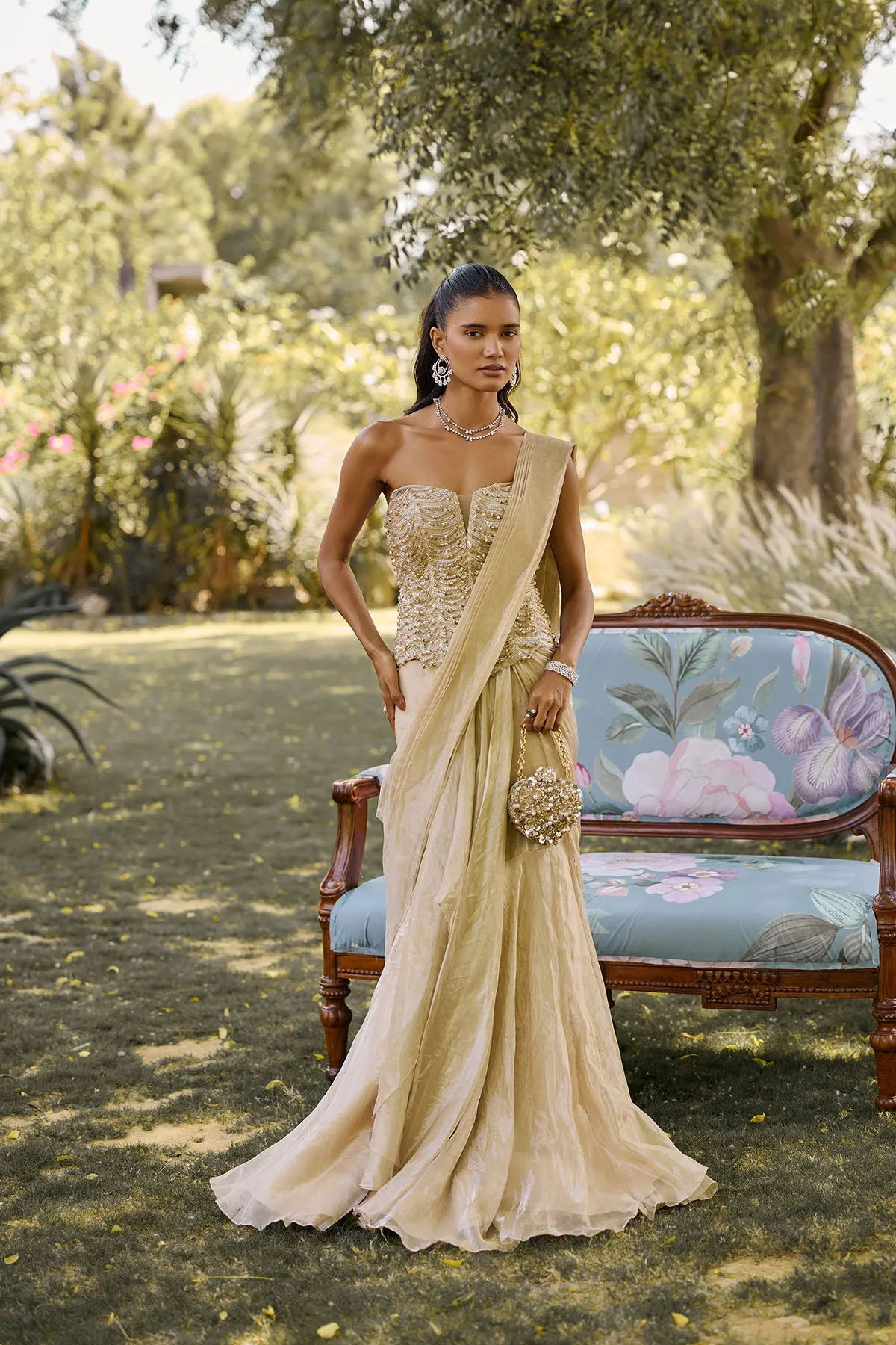 The Golden Era Saree Set by Ridhi Mehra