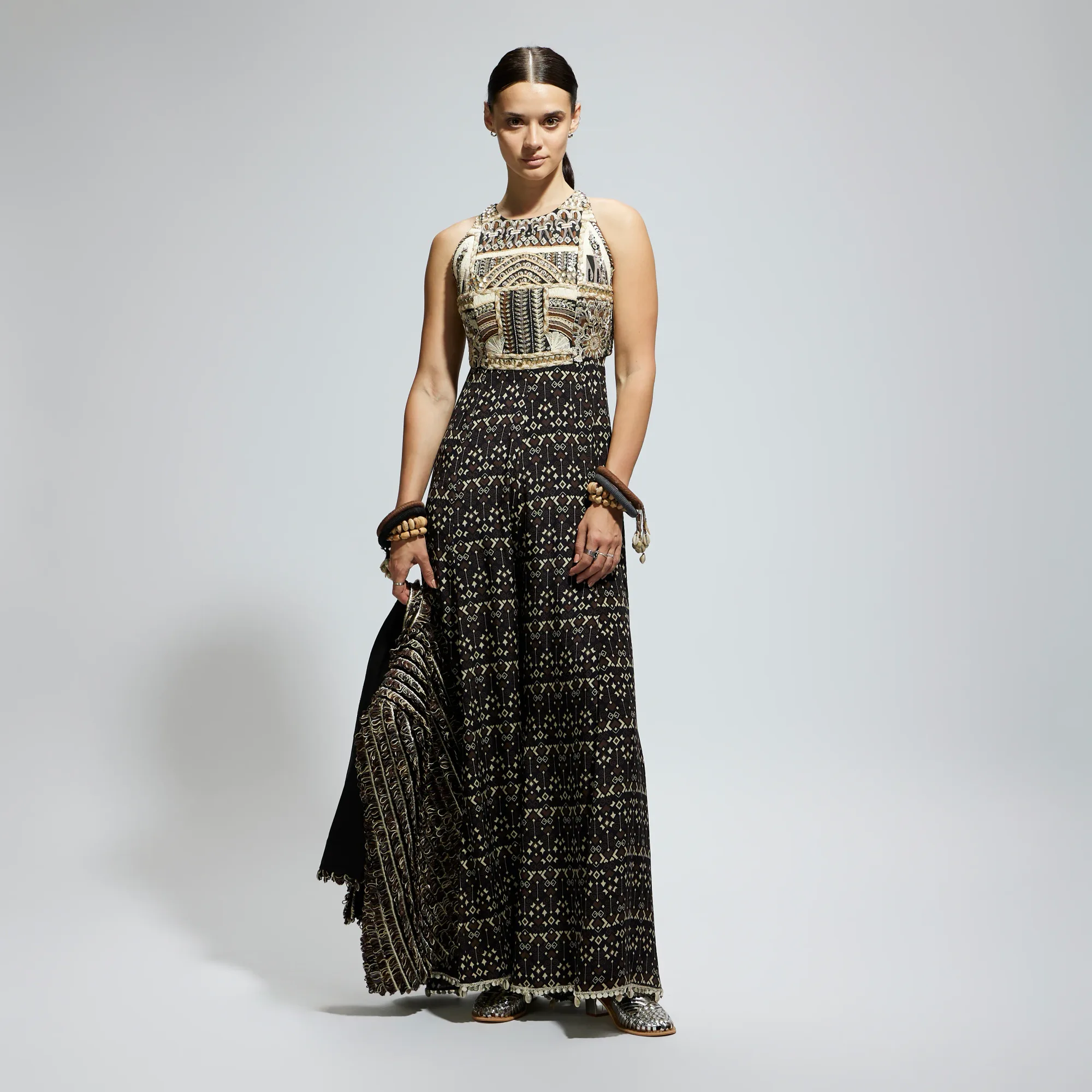 Black Geo Cut-Out Jumpsuit by SVA