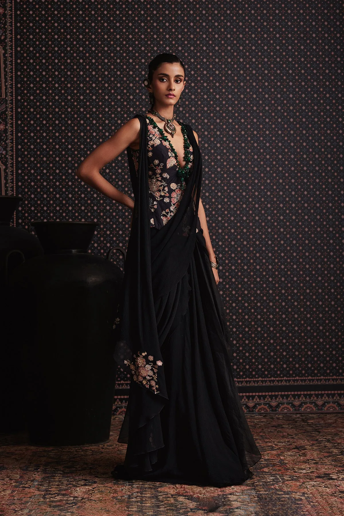 Nocturne Saree Set by Ridhi Mehra, view 2