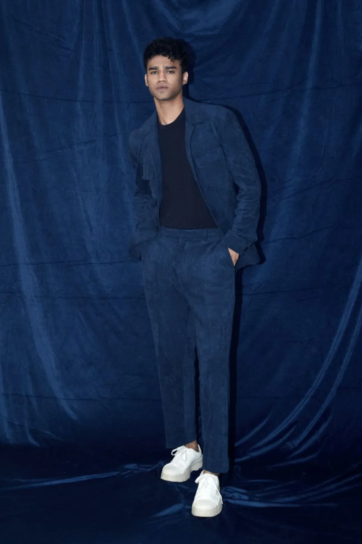 Babil Khan in Blue Co-ord Set by Sarab Khanijou