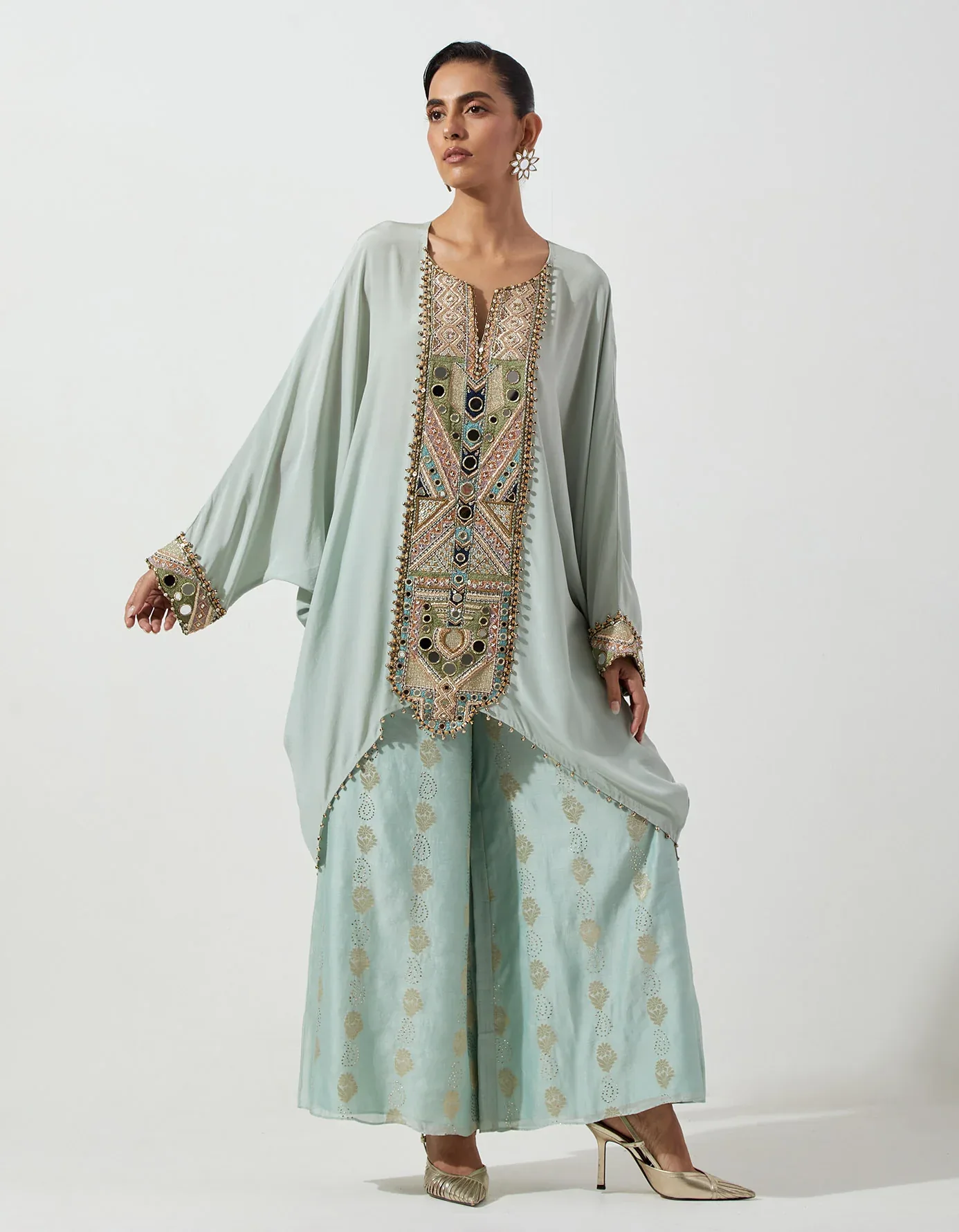 Powder Blue Crepe Cowl Top and Palazzo by Payal Singhal