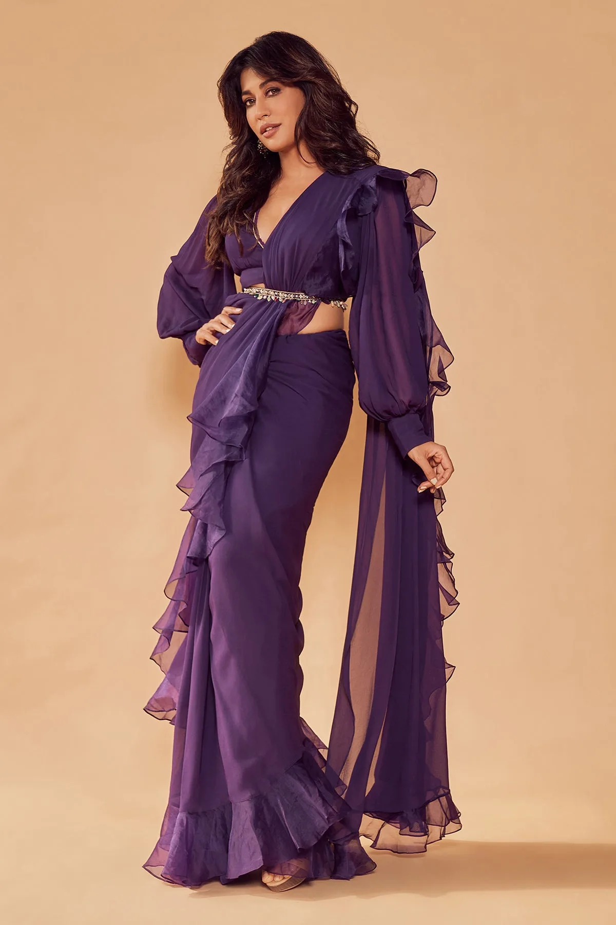 chitrangada IN Kairi by Ridhi Mehra, purple sari