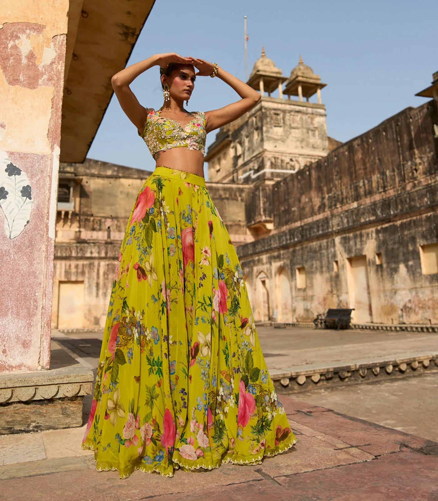 Janhvi Applique Skirt Set by Anushree Reddy