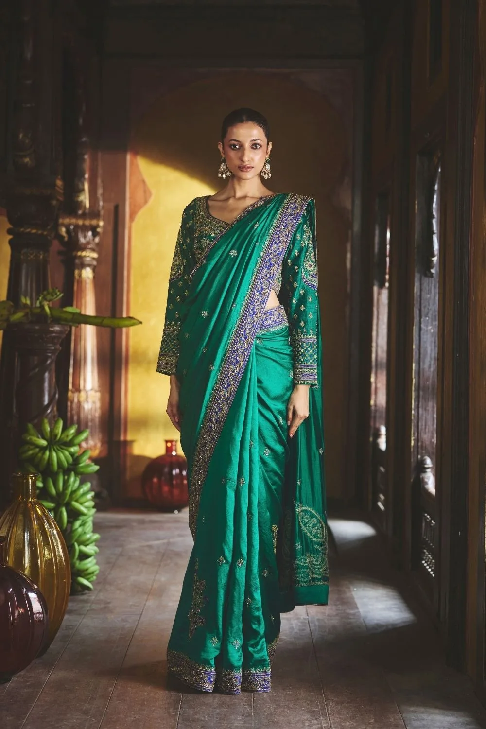 Pavitra Silk Saree by Jigar Mali in green