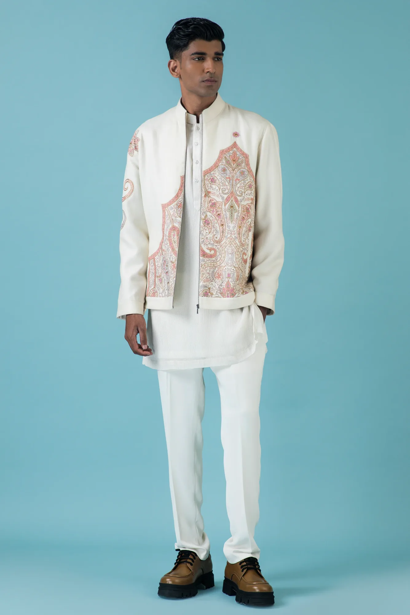 Ivory Kashmiri Bomber by Qbik