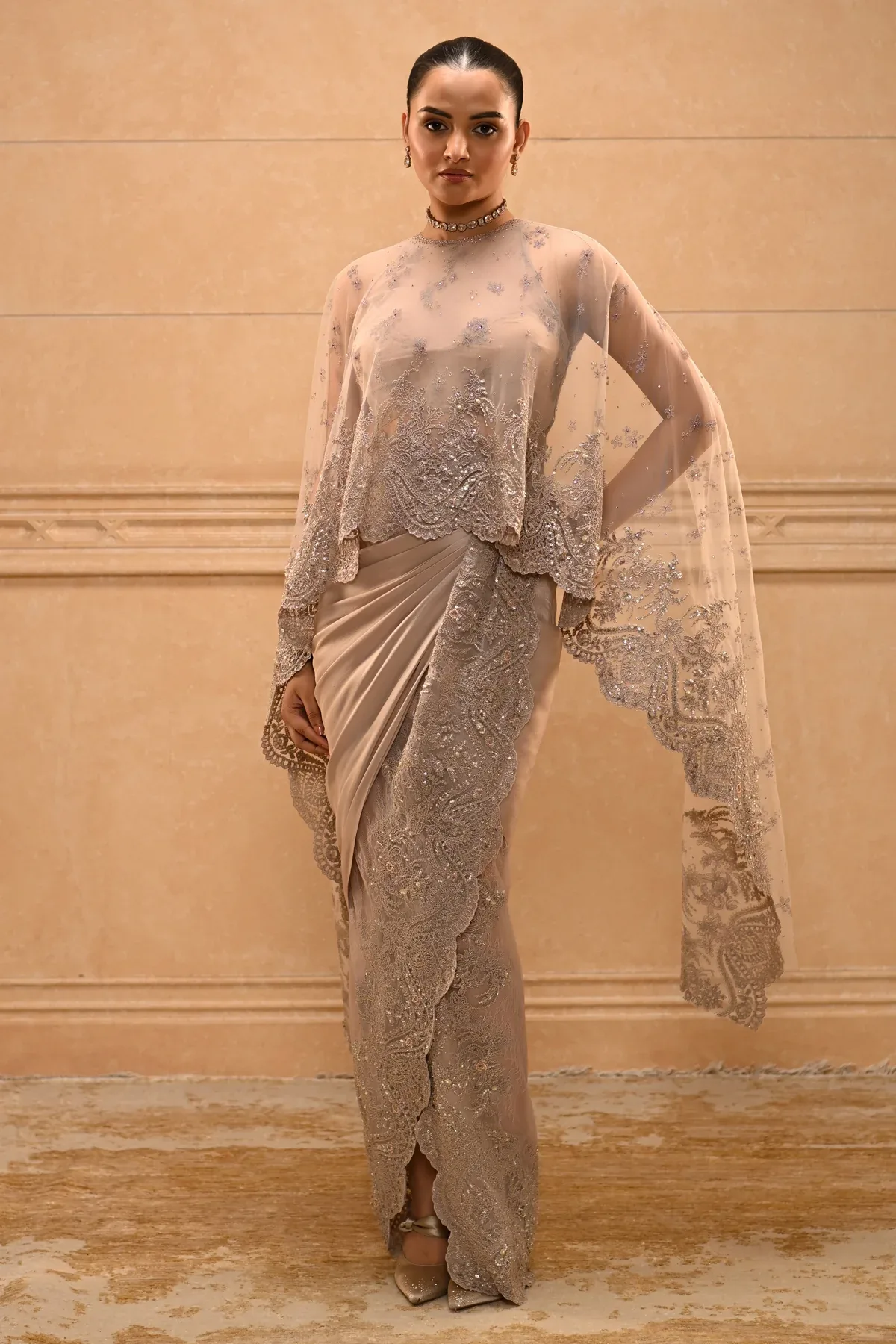 Embroidered Skirt Cape Set by Tarun Tahiliani