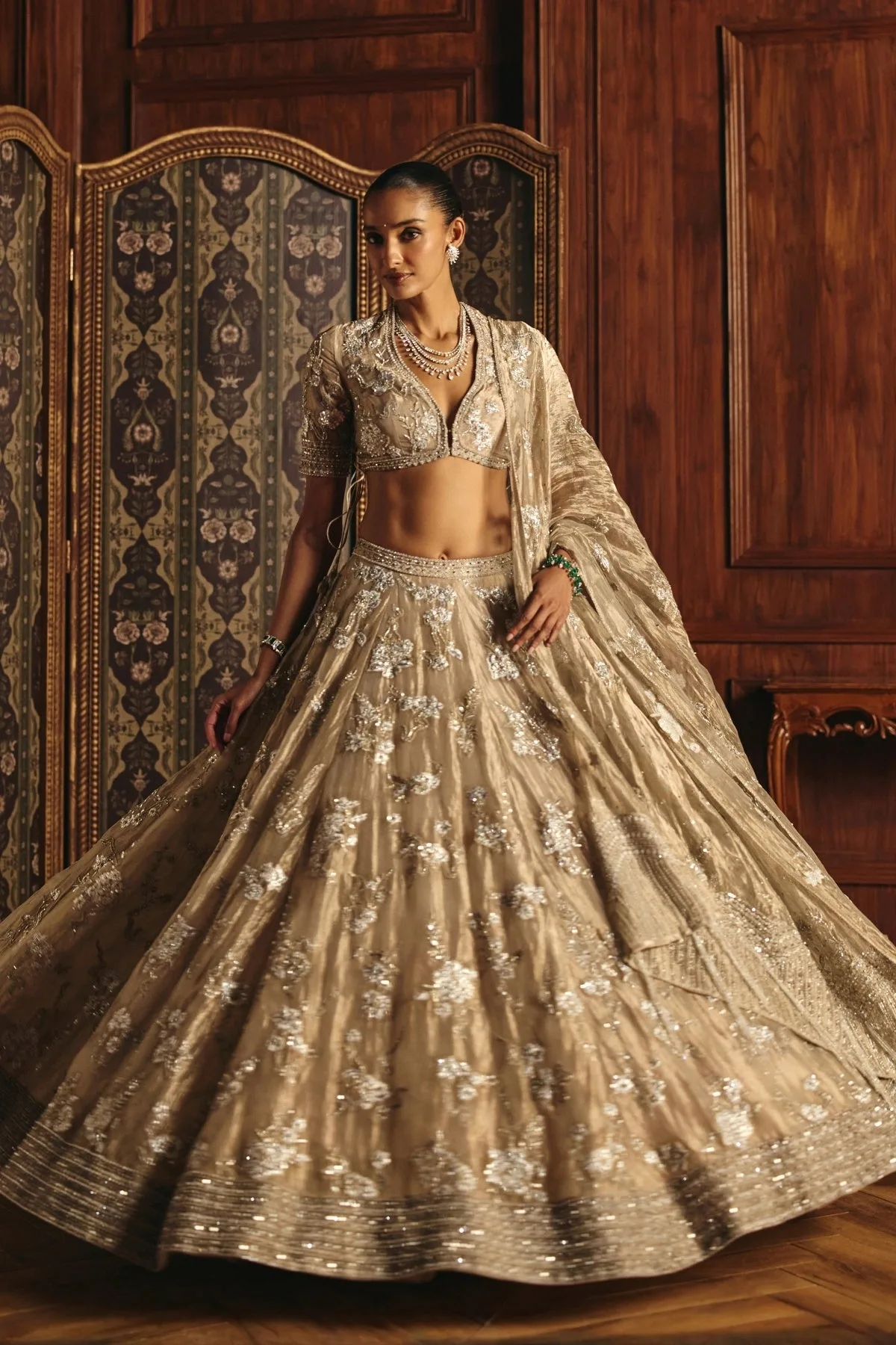 Aditi by Mahima Mahajan, silver lehenga