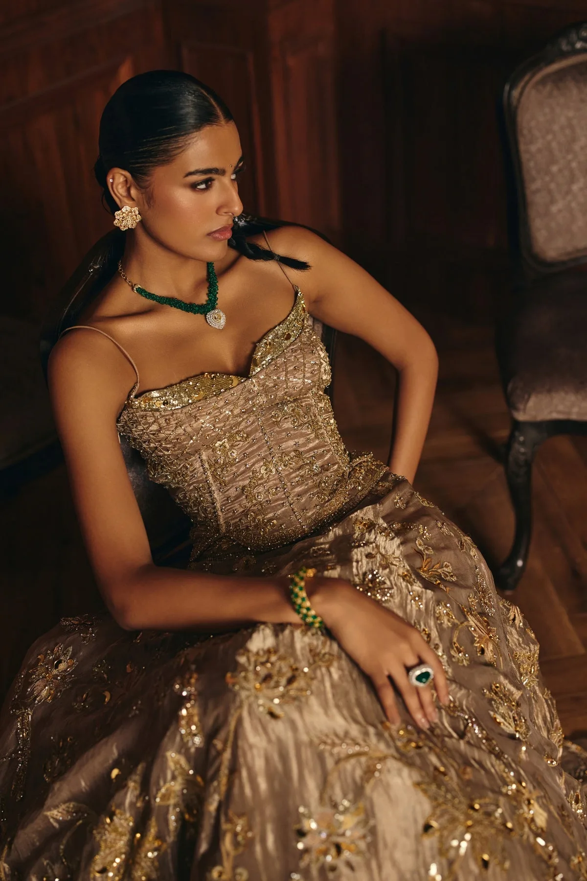 Noorie by Mahima Mahajan, gold lehenga, view 4