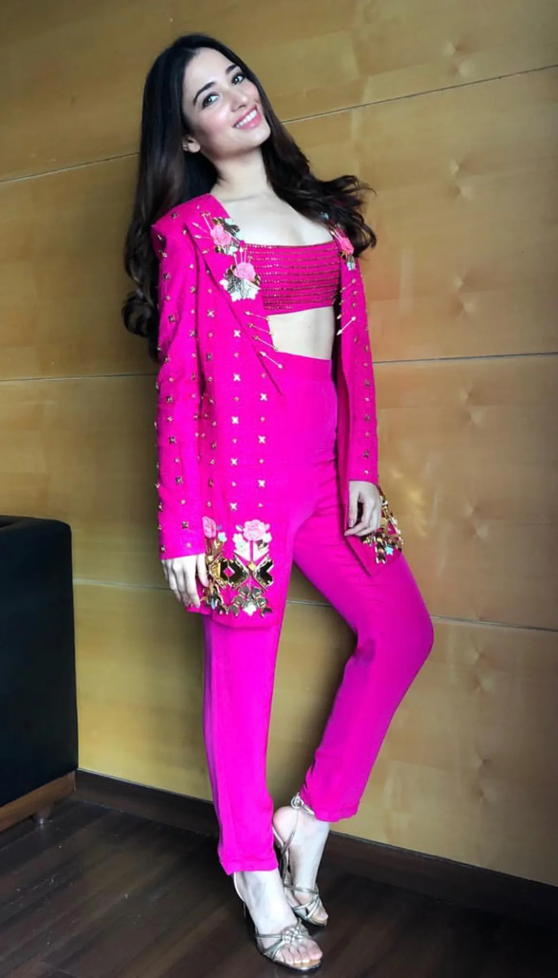 Tamannaah Bhatia in Hot Pink Embellished Pant Suit by Papa Don't Preach