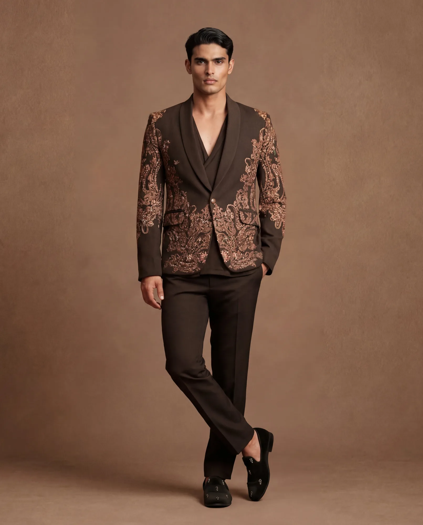 Sepia Suit Set by Dolly J, mocha jacket, view 2