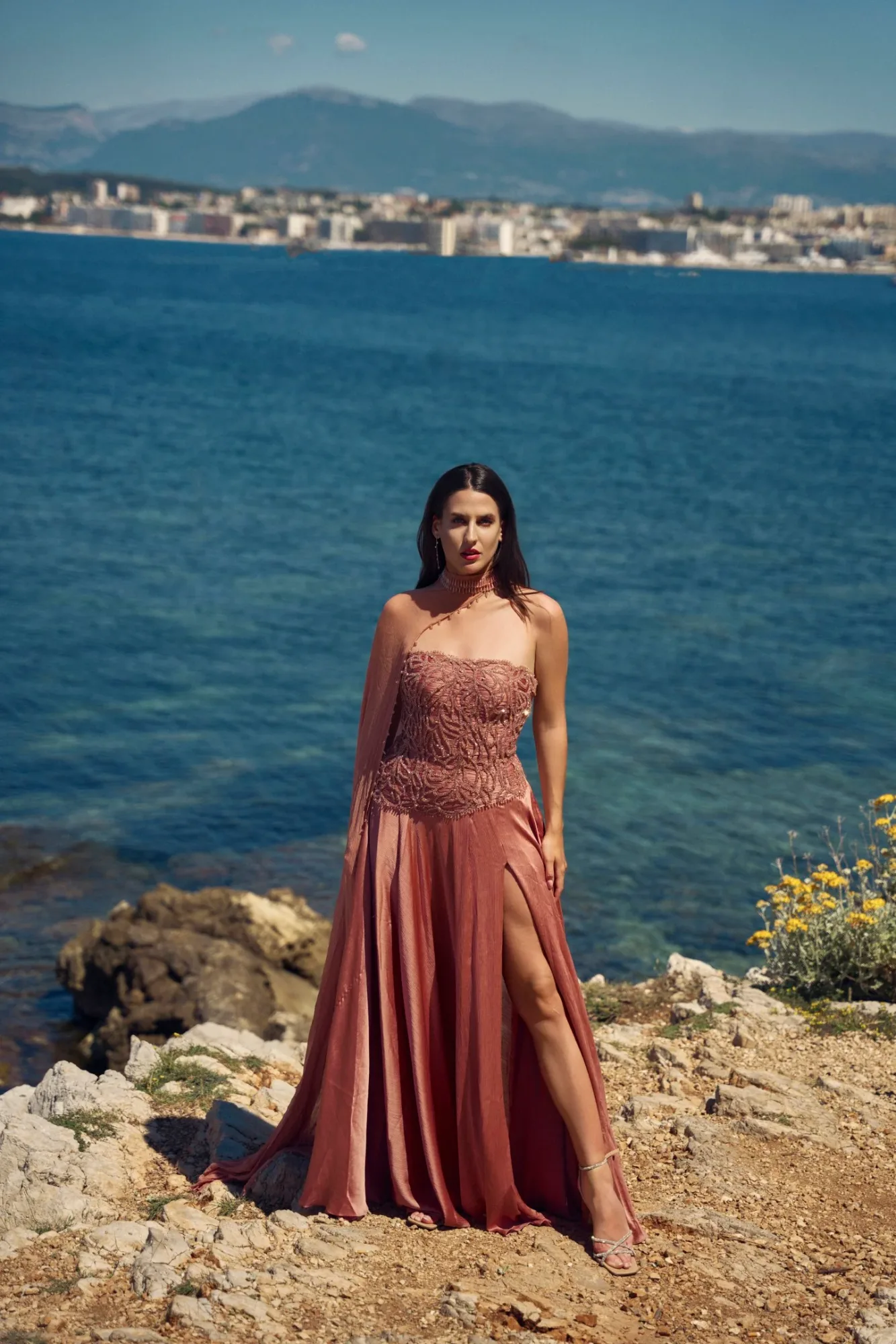 Peach Étoile Gown by Nitika Gujral