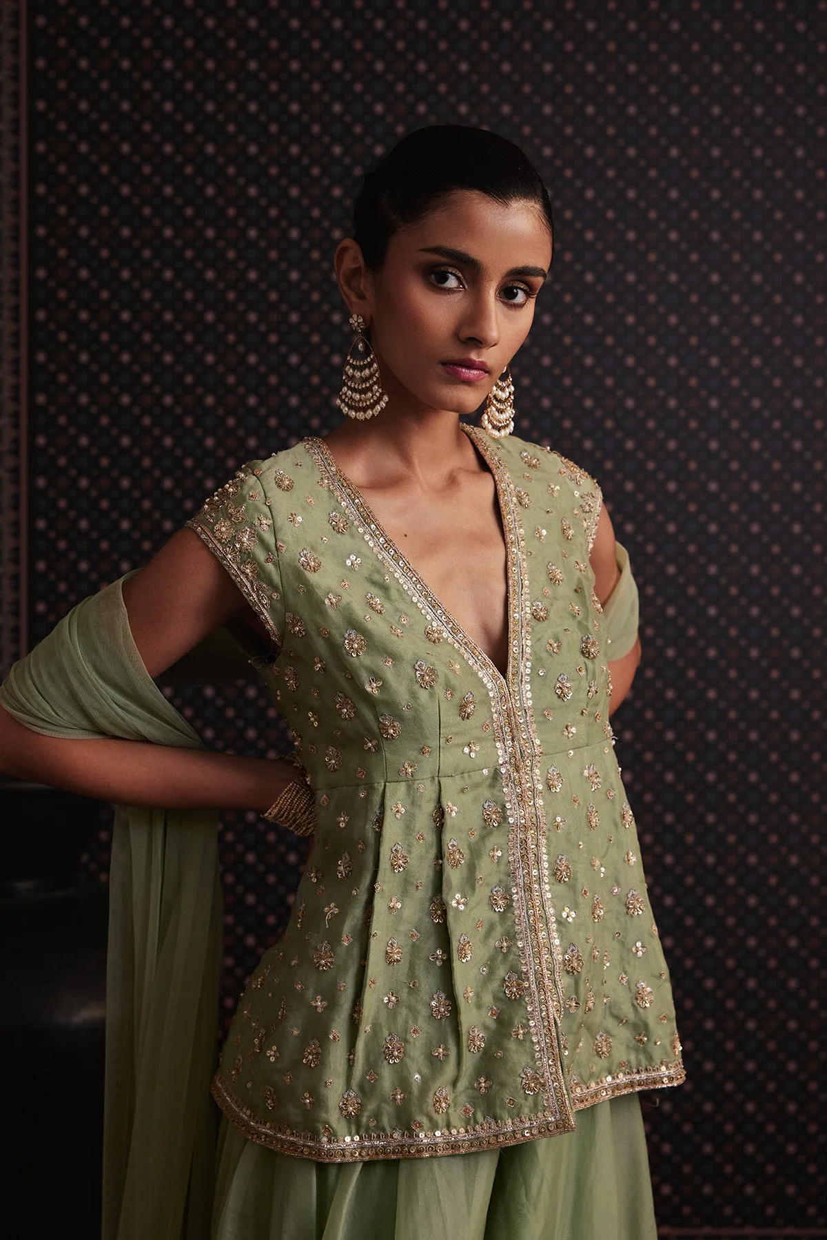 Maribel Peplum Set by Ridhi Mehra, sharara, view 2
